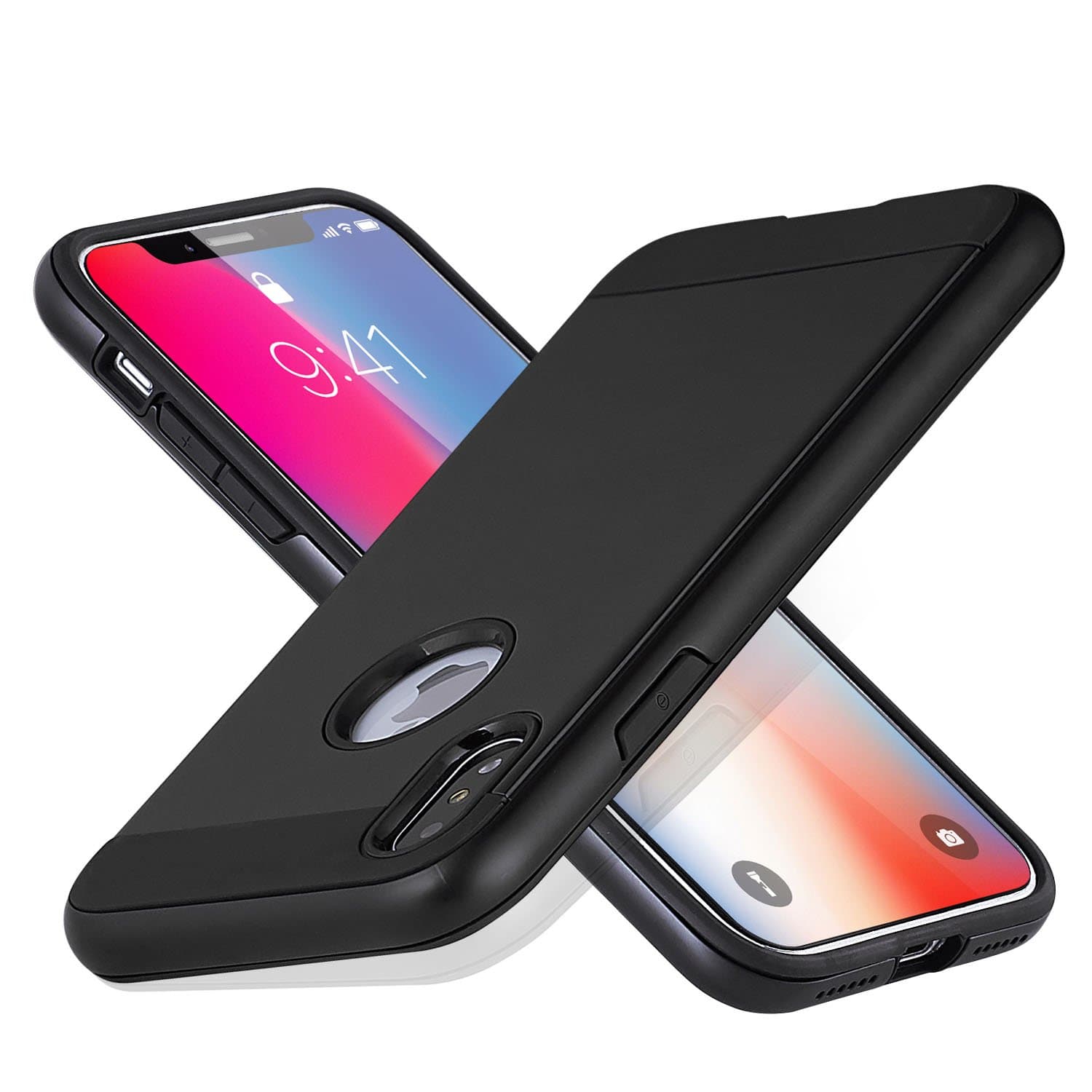 Oyess iPhone x Dual Layer Slim Case- Shockproof of Heavy Duty Full Protective Anti-Scratch Resistant Rugged Cover (1PACK-Black)