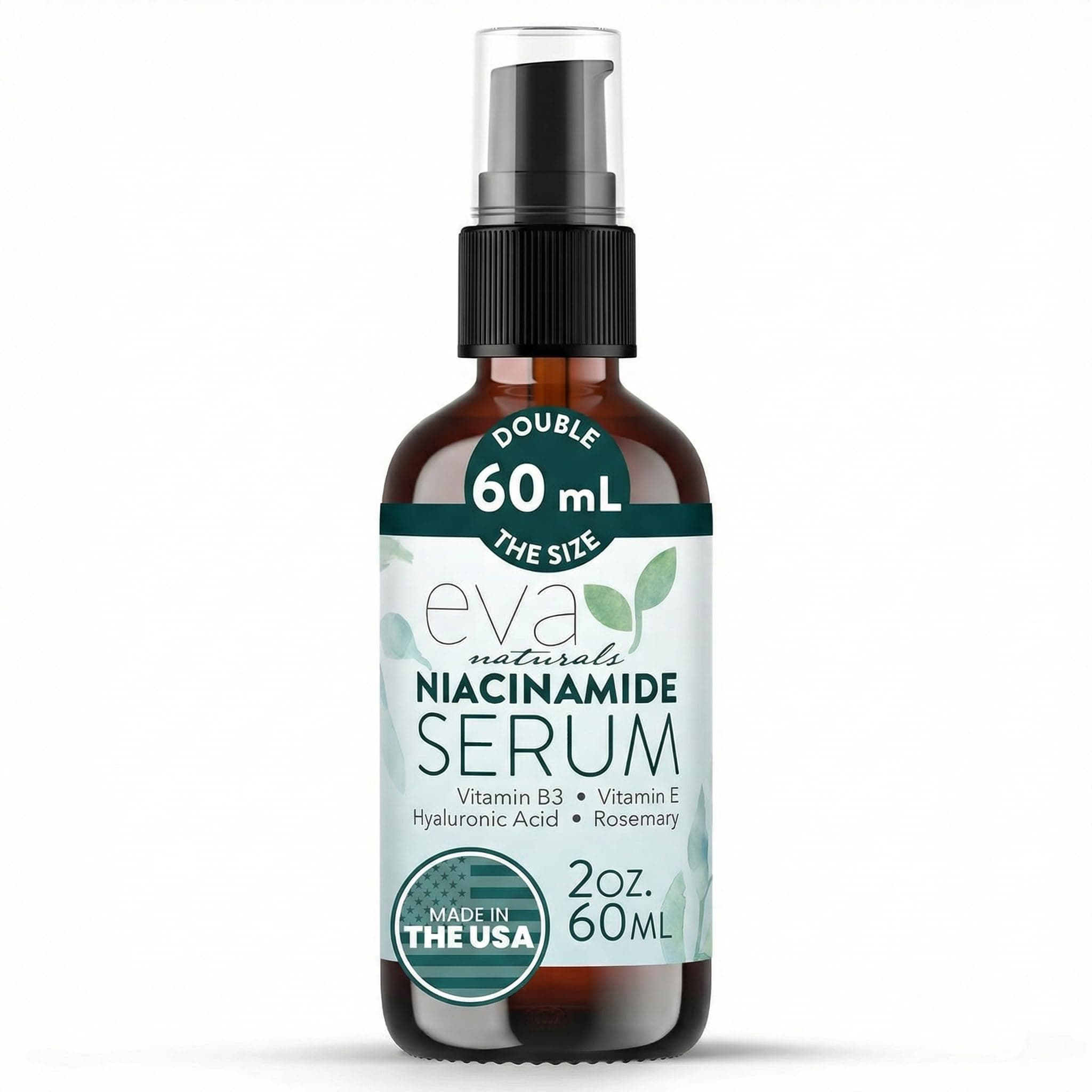 Eva Naturals Niacinamide 5% Serum for Face – B3 Pore Minimiser, Enlarged Pores Reducer & Skin Texture Refining with Hyaluronic Acid, Vitamin E, Aloe, Neem & Zinc – Lightweight Daily Facial Serum, 60ml
