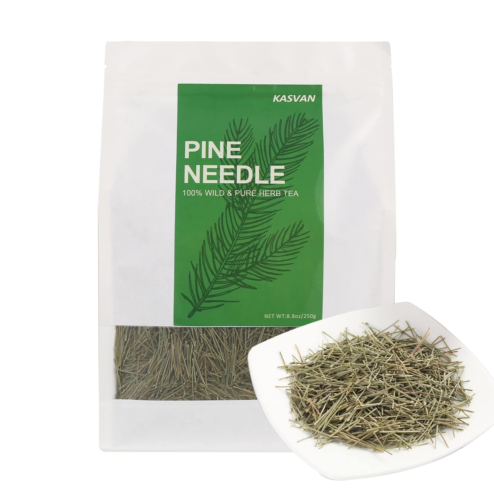 KASVAN Organic Pine Needle Tea (8.8 oz) - White Pine Needle Tea In Vitamin C And A,Easy To Use Suitable For Relaxation,immunity