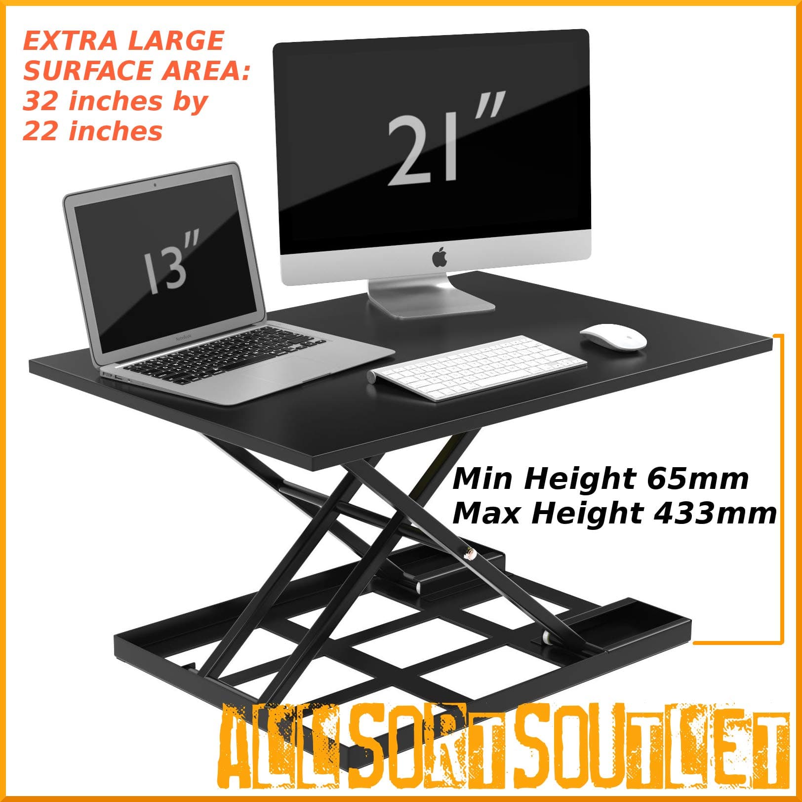 Height Adjustable Desk Ergonomic Sit To Stand Converter Work Station Easy Lift for Standing Up (White)