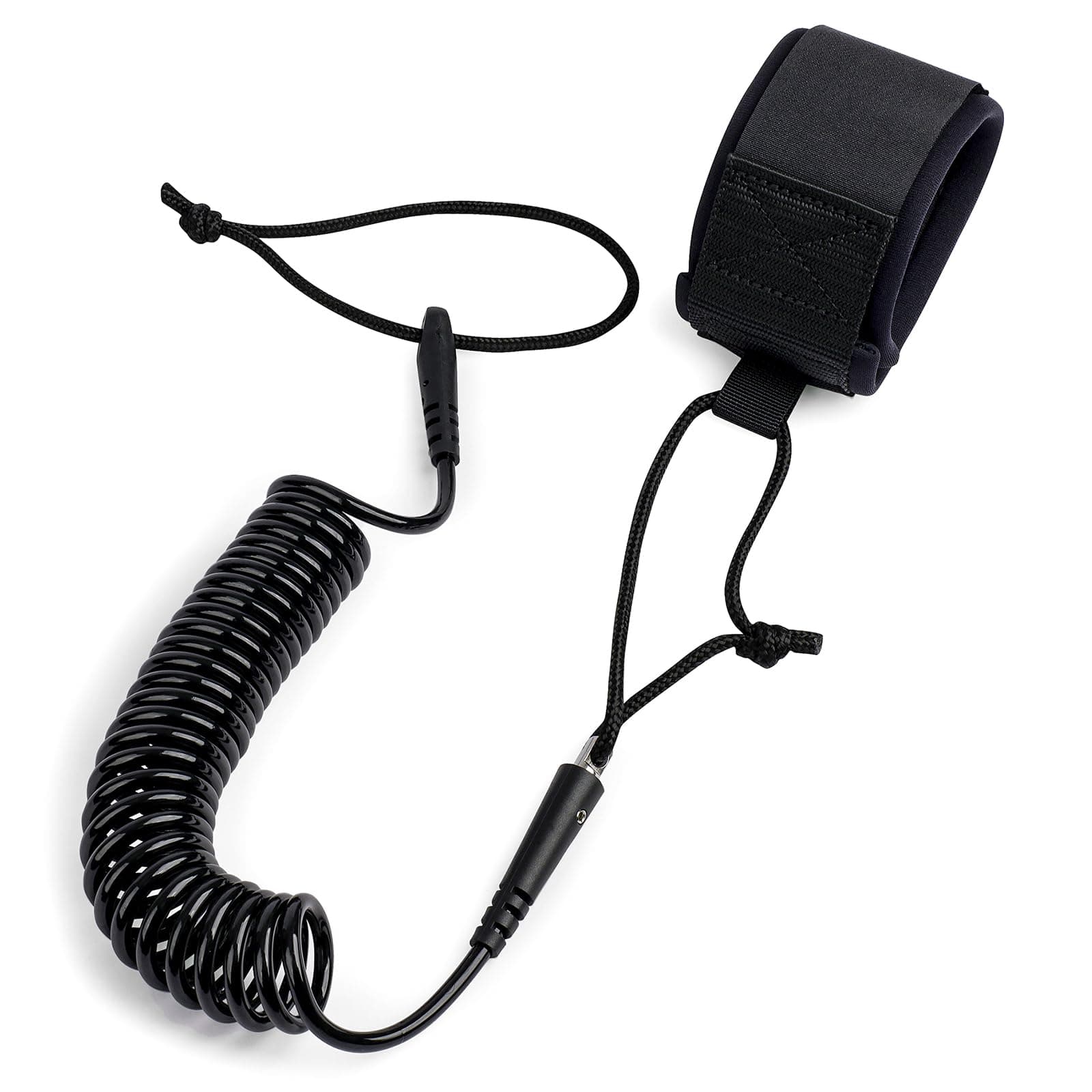 Abahub Coil SUP Leash, 10 ft Lite Coiled Paddle Board Leashes, 5mm Thick Legrope Strap for Longboard Surfboards, Stand-up Paddleboards, iSUP Replacement Leg Rope,Black