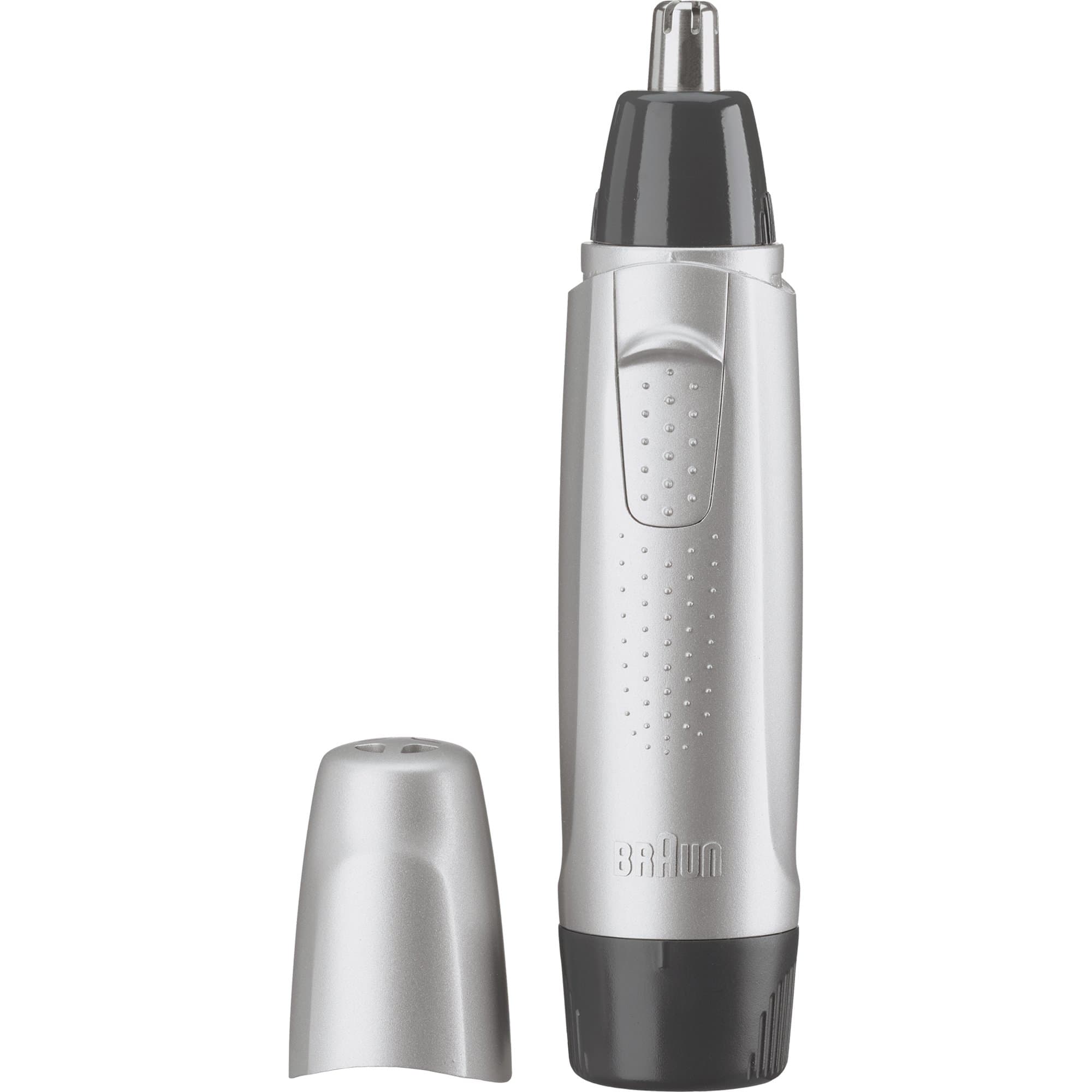 Ear and Nose Hair Trimmer for Men and Women, Battery Operated Electric Groomer, Black/Silver, AA Battery Included