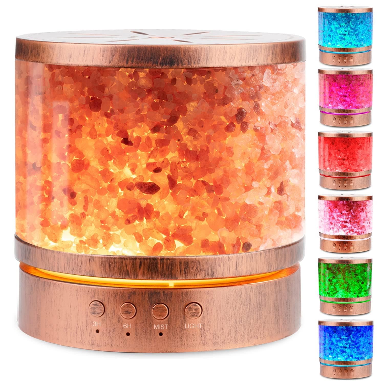 Essential Oil Diffuser Himalayan Salt Lamp Ultrasonic Cool Mist Humidifier 400 ml Aromatherapy Diffuser Humidifier for Large Room 7 Colors Changing LED Night Lights Birthday Gifts for Mom Women