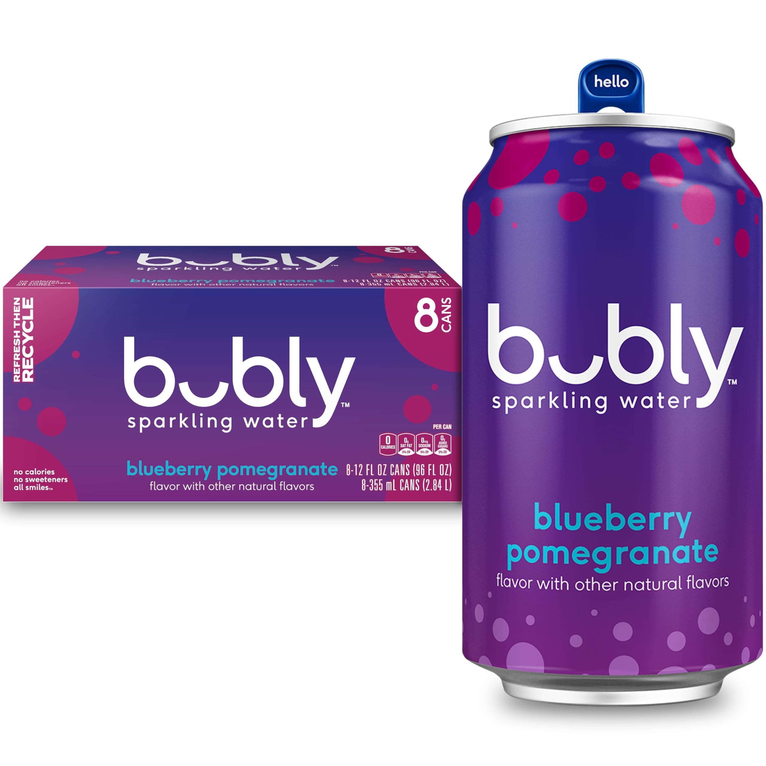 - Sparkling Water, Blueberry Pomegranate, Zero Sugar & Zero Calories, 12 Fl Oz Cans (Pack of 8)