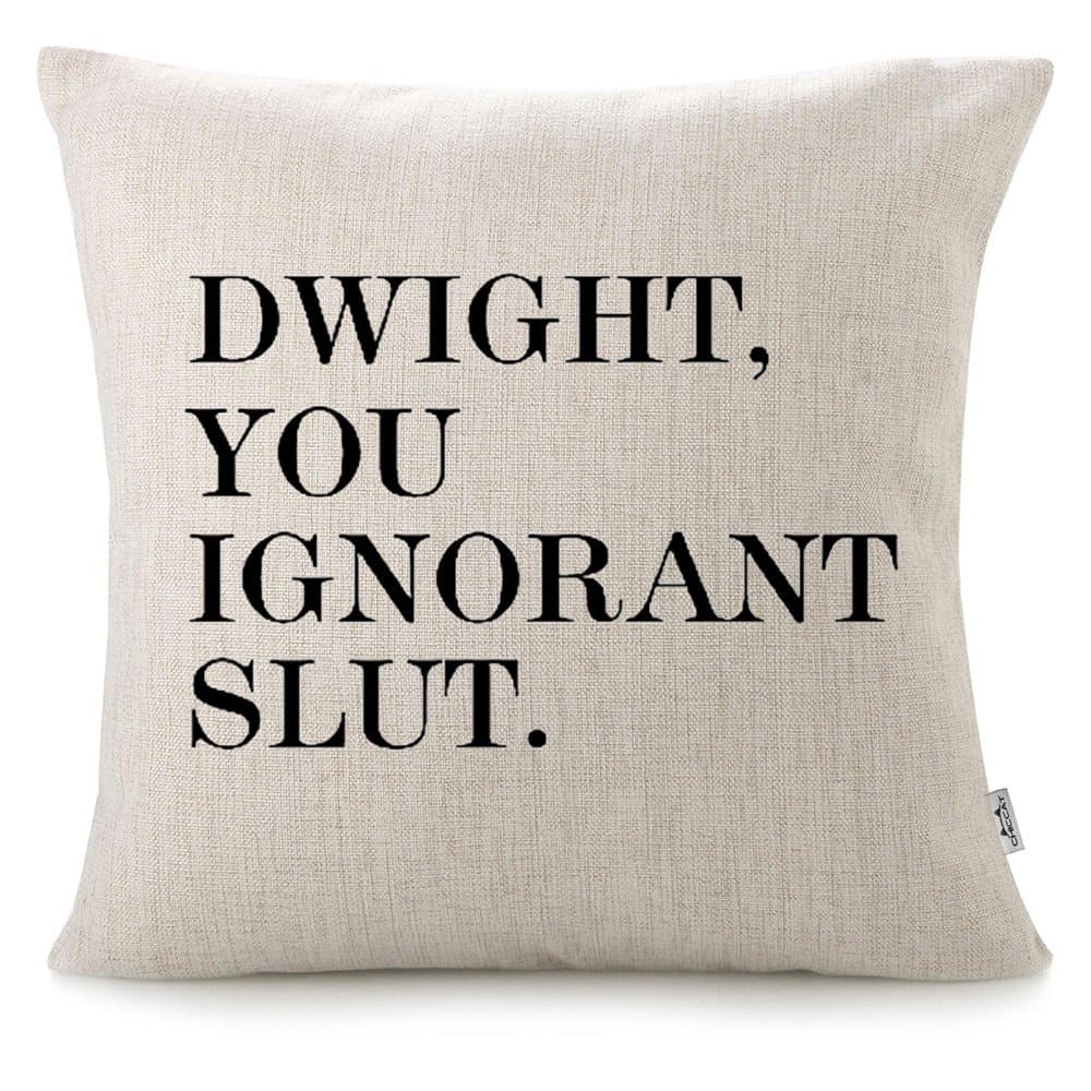 Cotton Linen Throw Pillow Case - Dwight, You Ignorant S… Home Decor Wedding Gift Engagement Present Housewarming Gift Cushion Cover 18 X 18