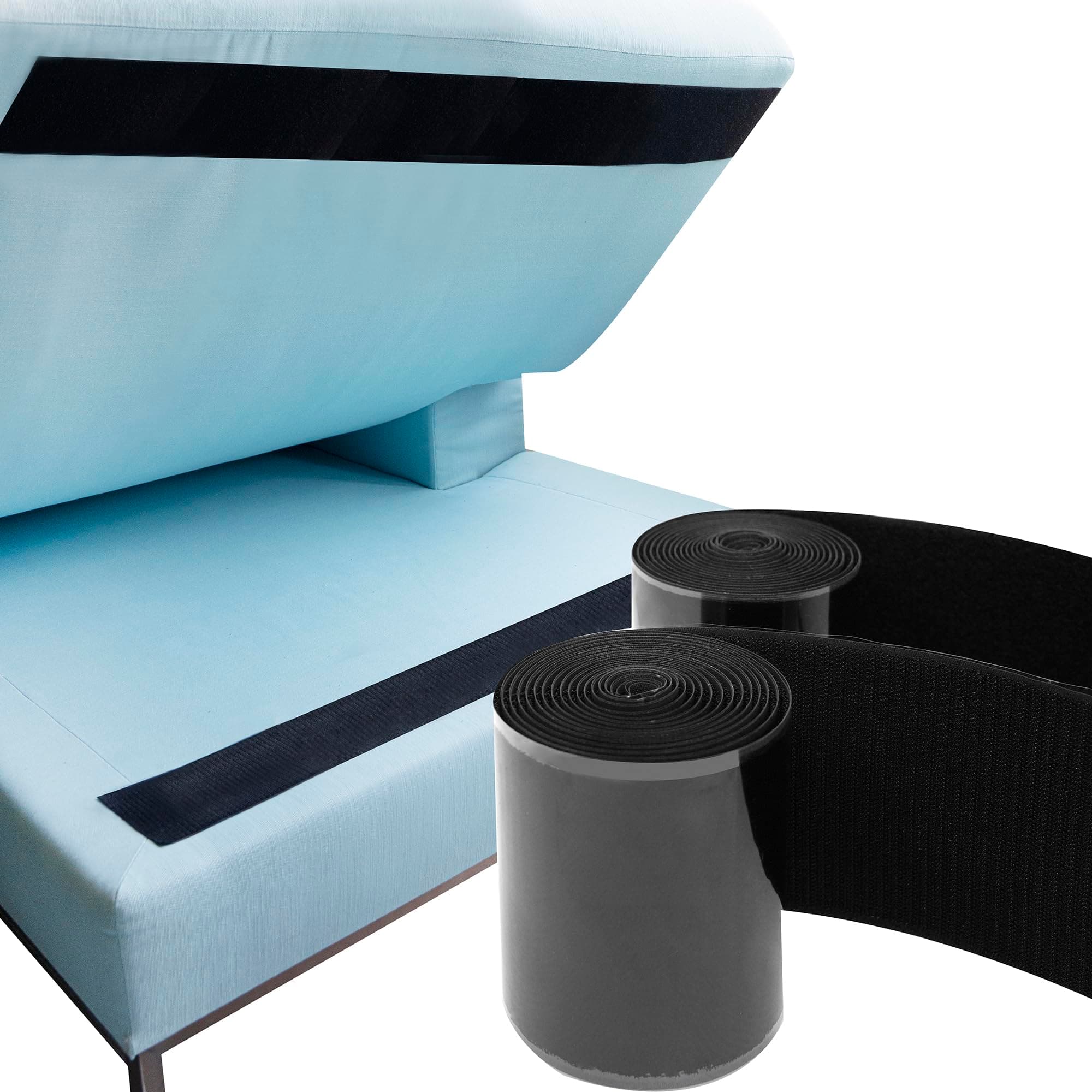 ECOHomes Heavy Duty Strips for Couch Cushions 4 Inch x 6.5 FT Keep Sofa Cushions from Sliding - Adhesive Hook and Loop Tape Roll to Prevent Sliding Couch Cushion, Outdoor Non Slip Furniture Grip Black
