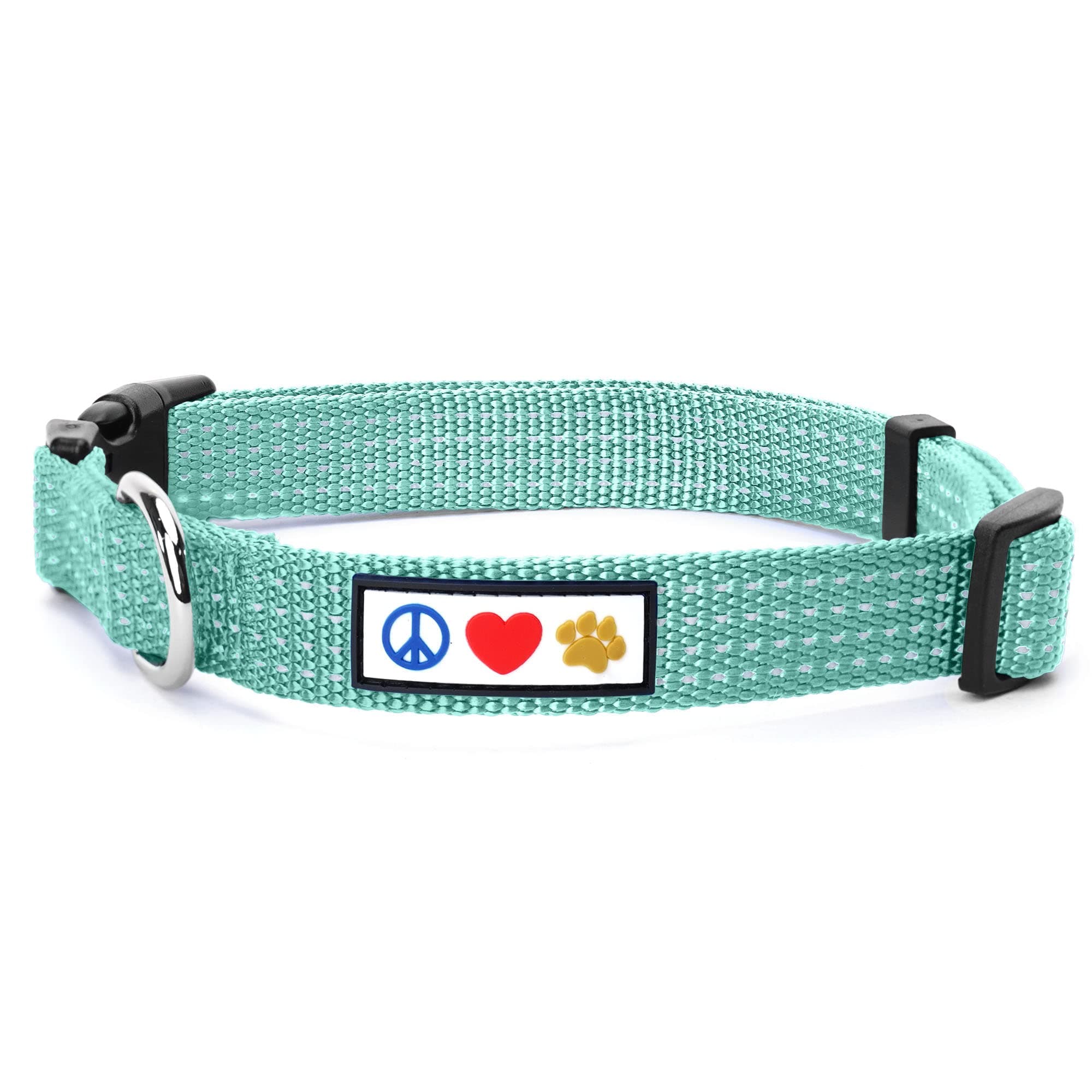 Pawtitas Dog Collar For Extra Small Dogs Reflective Training Puppy Collar With Stich - XS - Teal