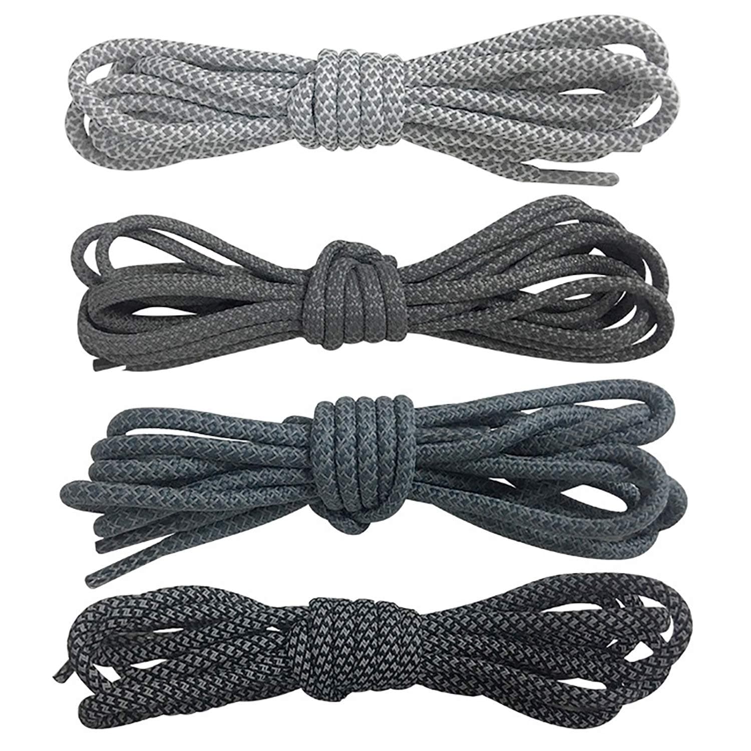 Coobbar 4 pair Sport Round Shoe Laces Reflective, Sport Round Shoe Laces, Reflective Round Shoelaces, Night Running Shoelaces for Men & Women