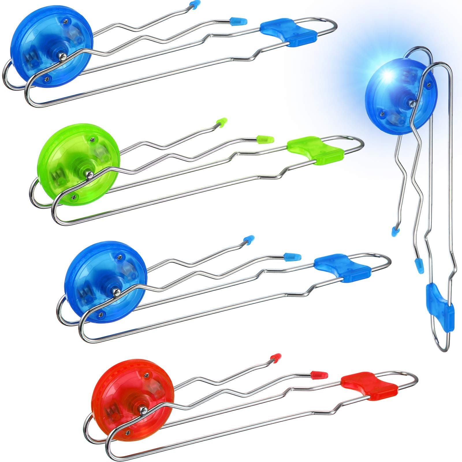 Gejoy 4 Pcs Magic Rail Twirler Easter Kids Retro Toys Light up Magnetic Gyro Wheels Toy Gyroscope Rail Game Classic Vintage Gravity Sensory Toy Gift for Boy Girl(Wave Style,Multi Color)