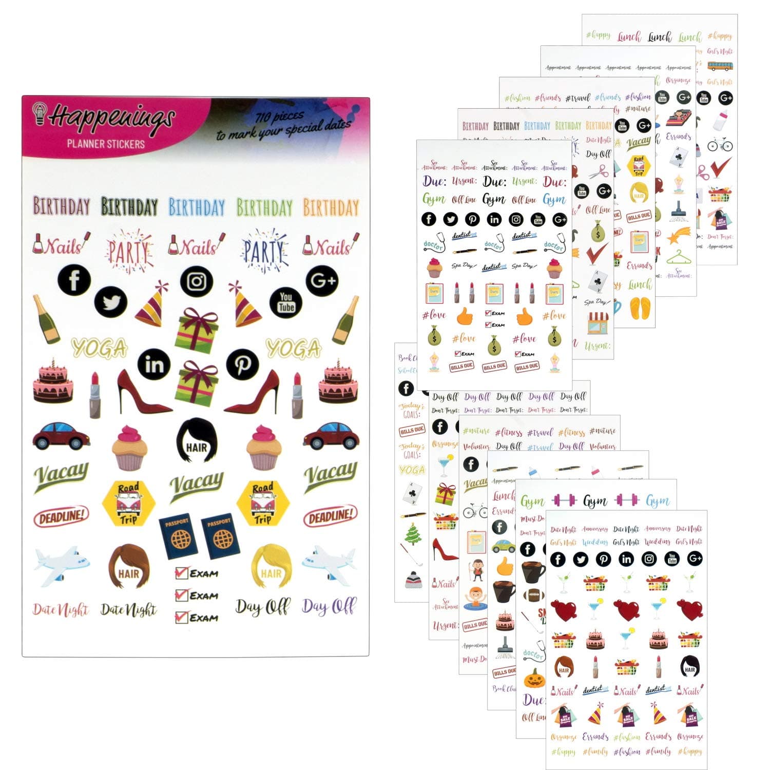 Planner Stickers Variety Pack - Over 700 Fun Productivity Related Journal Stickers