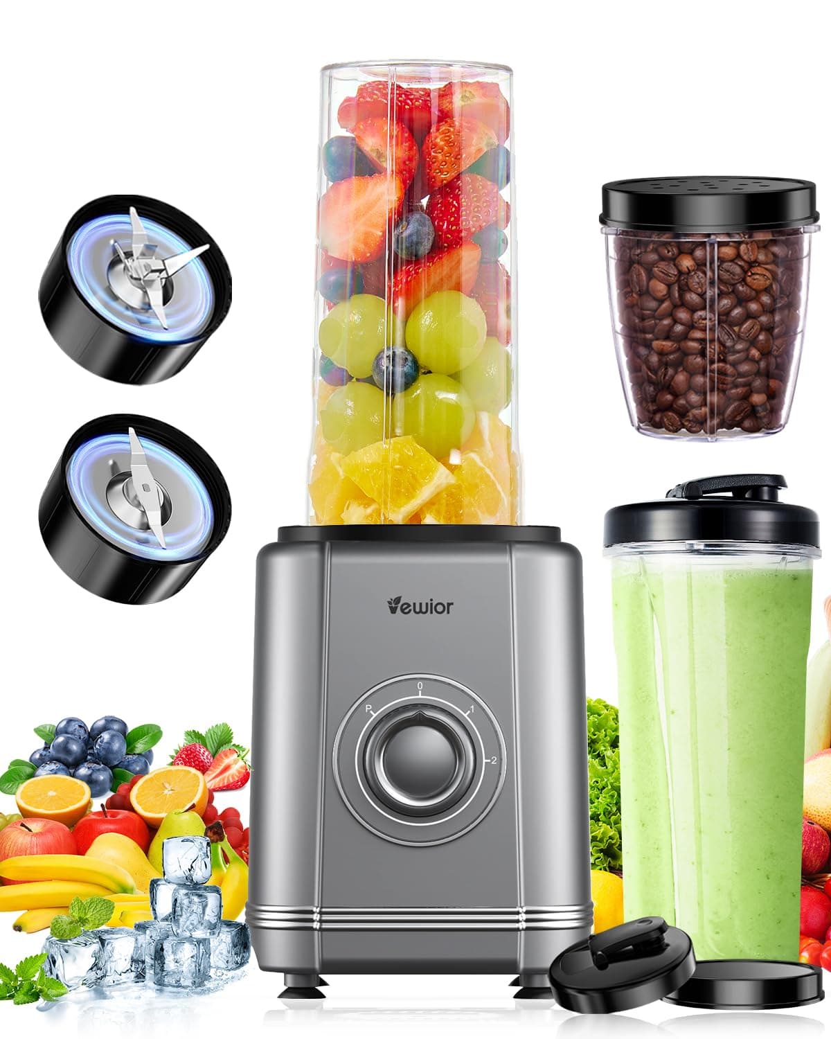 VEWIORBlender for Smoothies and Smoothies, 9 Pieces Personal Blenders for Kitchen, PB-005
