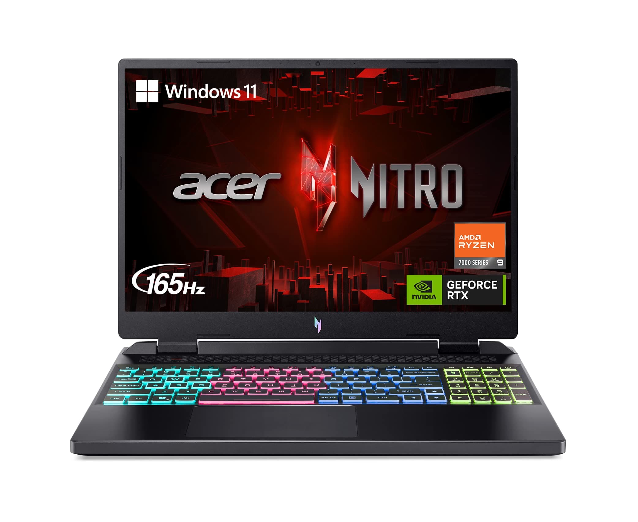 Nitro 16 Gaming Laptop | AMD Ryzen 9 7940HS Octa-Core CPU | NVIDIA GeForce RTX 4070 Laptop GPU | 16" WQXGA 165Hz IPS Display | 16GB DDR5 | 1TB Gen 4 SSD | Wi-Fi 6E | RGB Backlit KB | AN16-41-R5KC