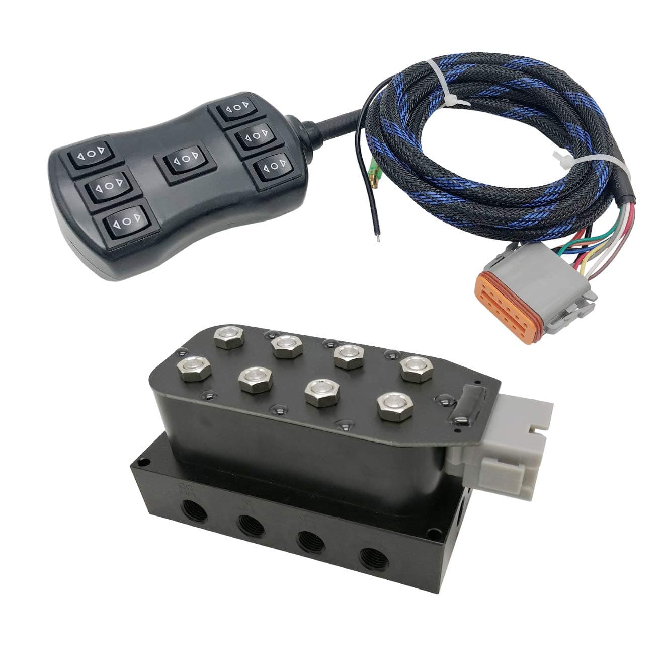 4 Corner Solenoid Valve Air Rid Manifold for 4 Air Bag Suspension System with 10 Feet 7-Switch Wired Remoted Controller Ports (1/4 NPT Ports)