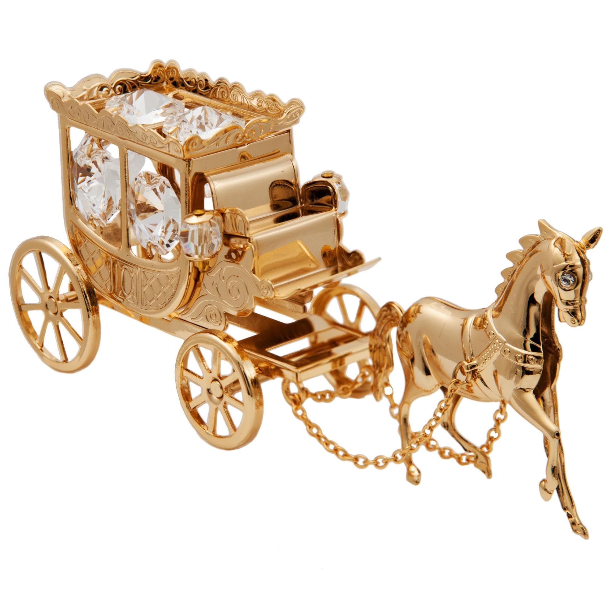 Matashi 24K Gold Plated Horse Carriage Collectible – Crystal Figurine for Home Décor – Thoughtful Gift for Women, Perfect for Christmas, Valentine’s & Mother’s Day