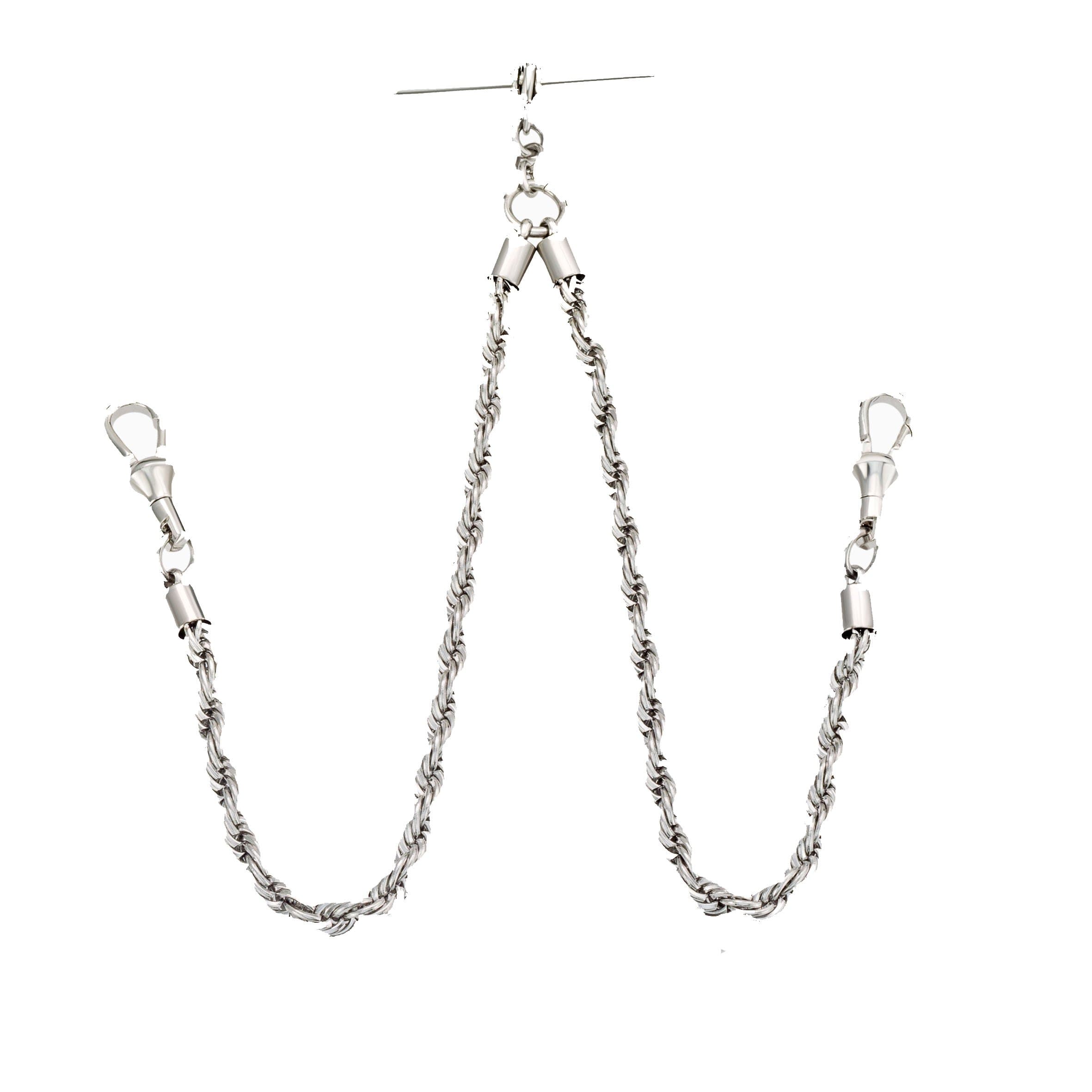 14'' T Bar DOUBLE ALBERT ROPE VEST WATCH Chain for Men in Stainless Steel