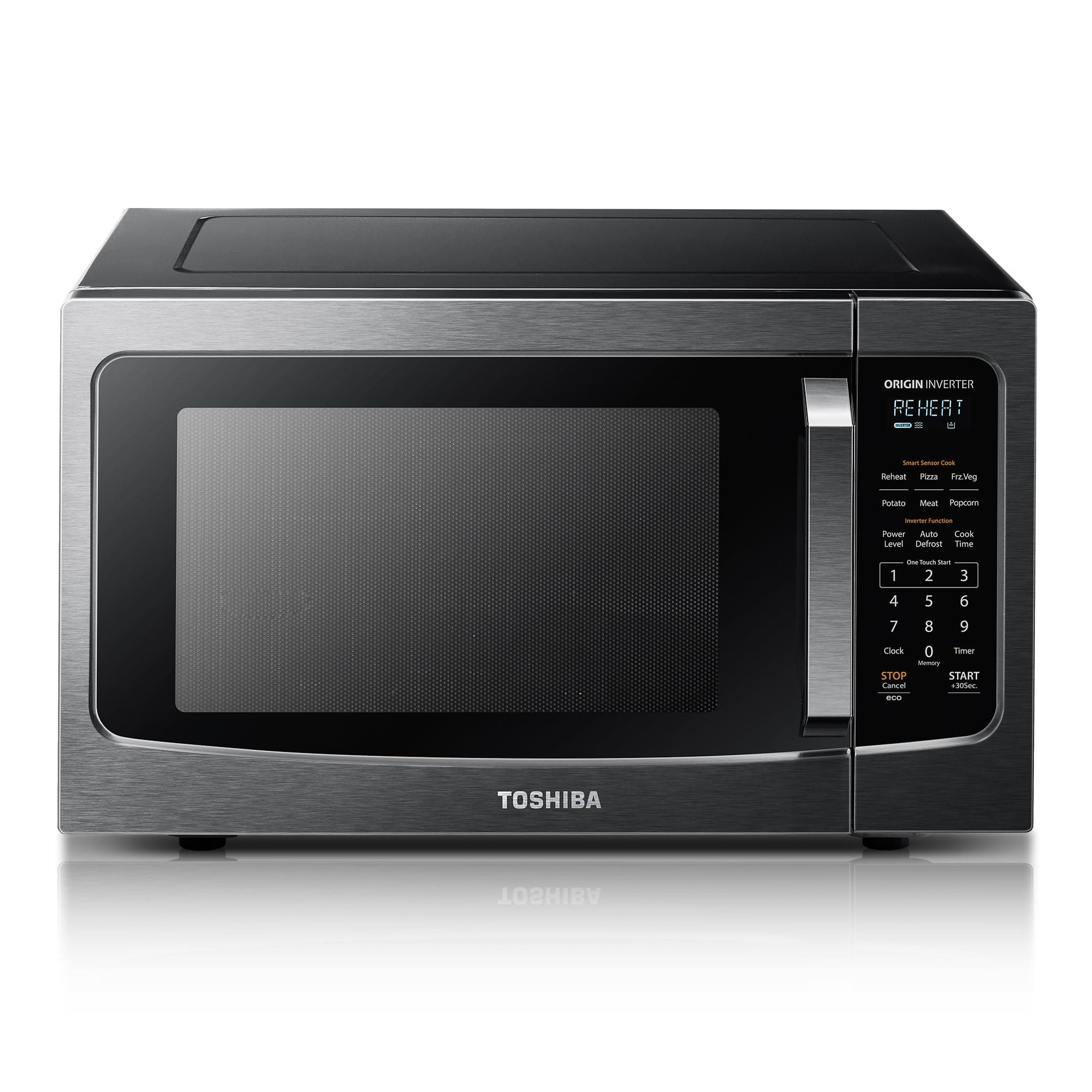 Toshiba ML-EM45PIT(BS) Microwave Oven with Inverter Technology, LCD Display and Smart Sensor, 1.6 Cu.ft, Black Stainless Steel