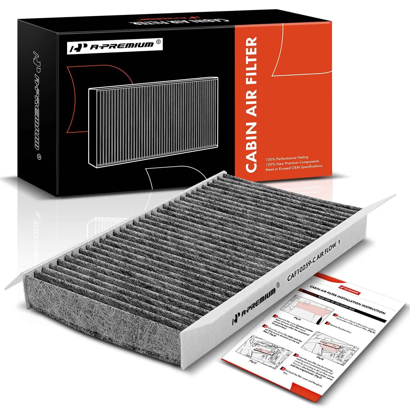 Cabin Air Filter with Activated Carbon Compatible with Land Rover LR3 2005-2009, LR4 2010-2016, Range Rover Sport 2006-2013, Replace# JKR500020