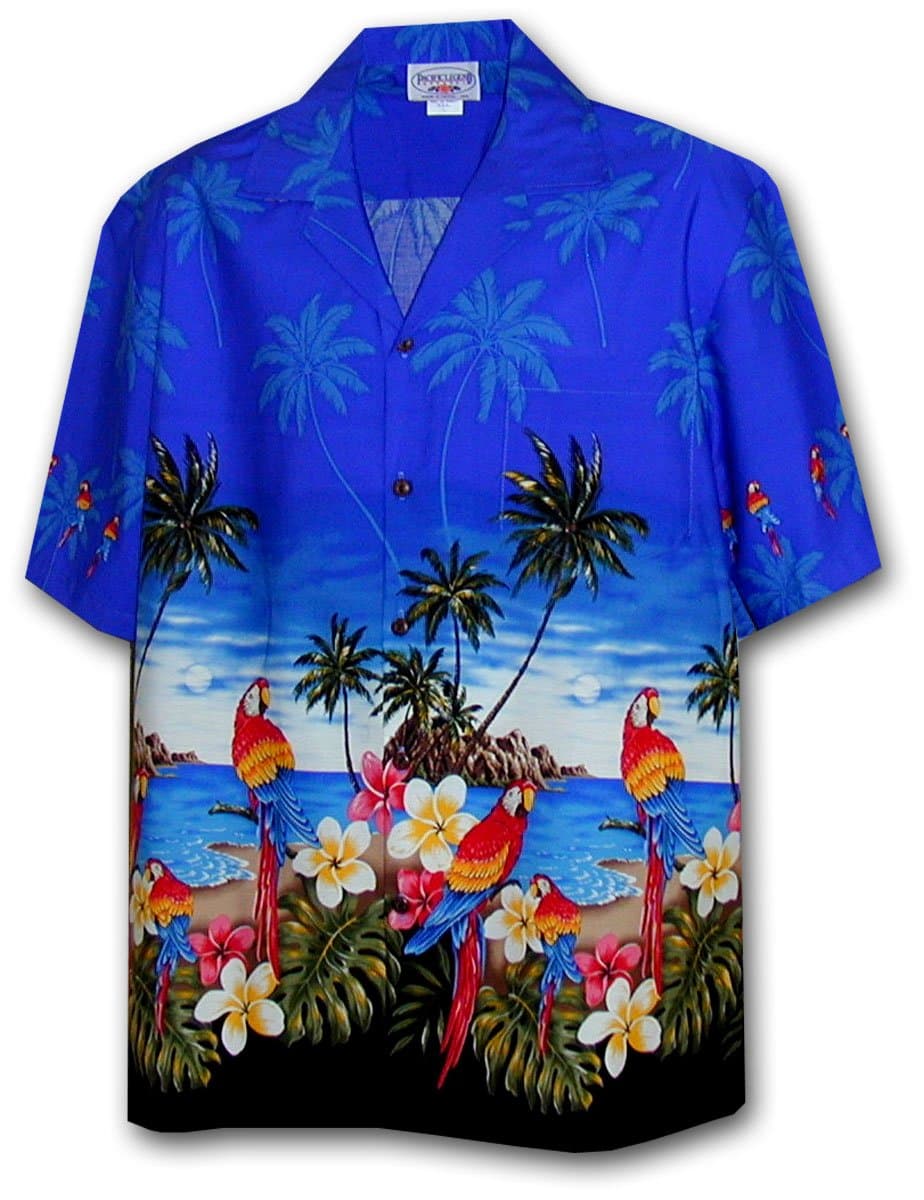 Men's Parrots Beach Border Hawaiian Shirt