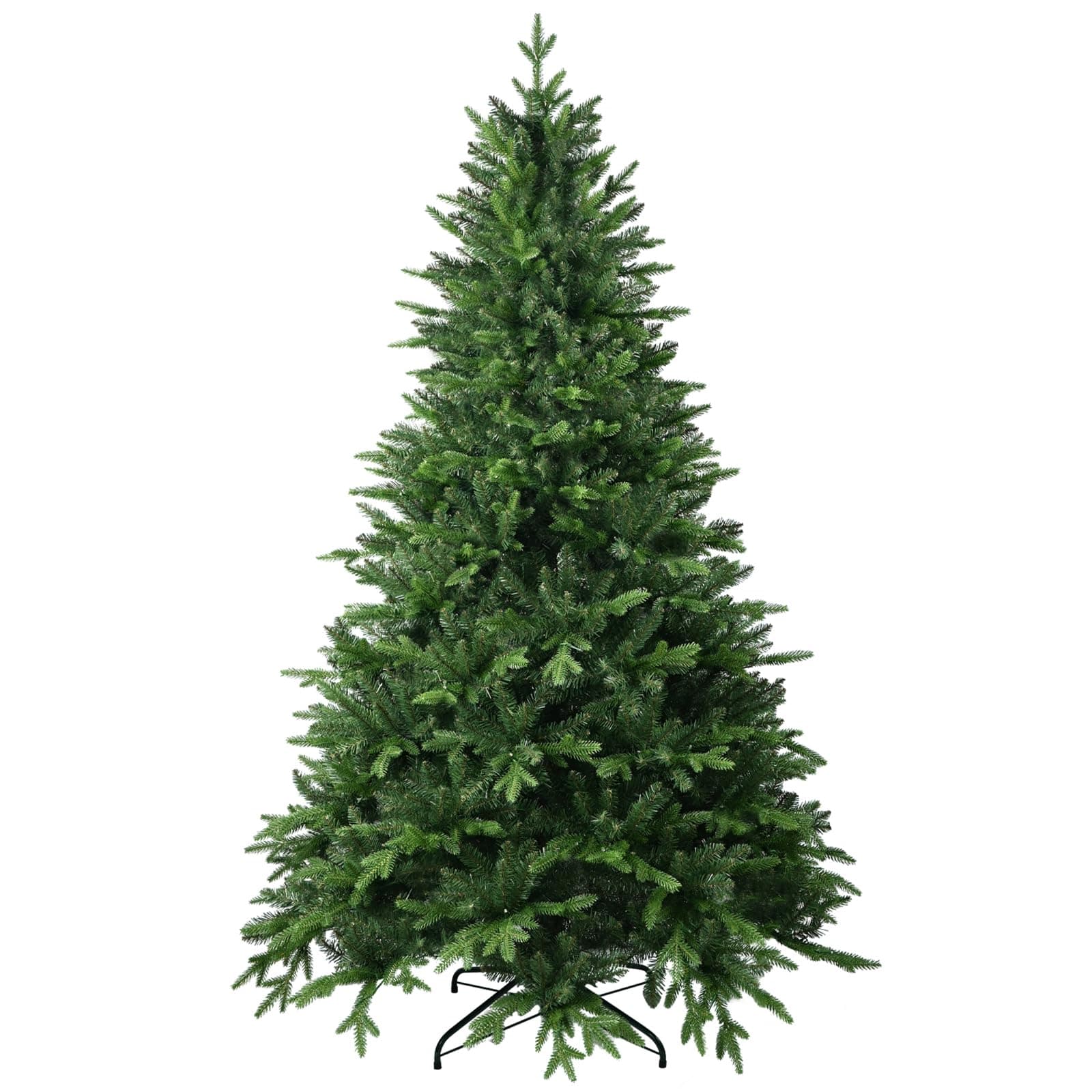 7.5 FT Artificial Christmas Tree with 2239 PE&PVC Mixed Branch Tips, Unlit Hinged Premium Spruce Fake Xmas Trees, Green, Foldable Base