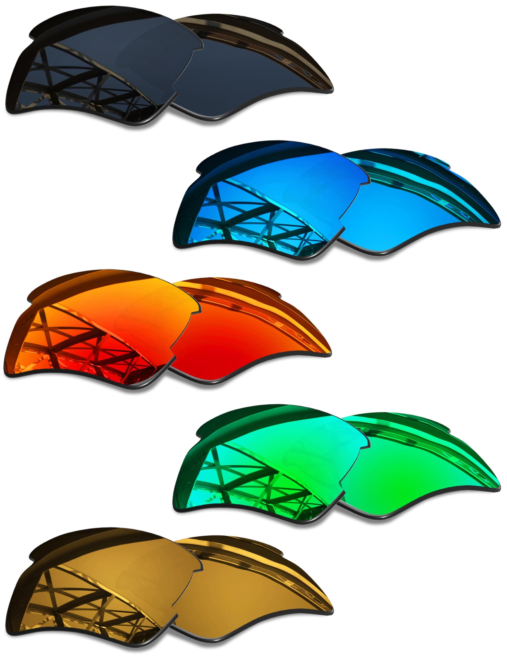 SmartVLT Set of 5 Men's Replacement Lenses for Oakley Flak 2.0 XL OO9188 Sunglass Combo Pack S02