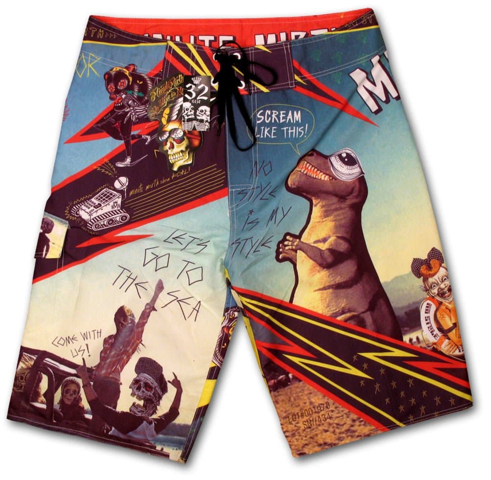 Skateboard Summer Skull Tattoo Men's Short Surf Short Pants By Chaquetero Xl-w36