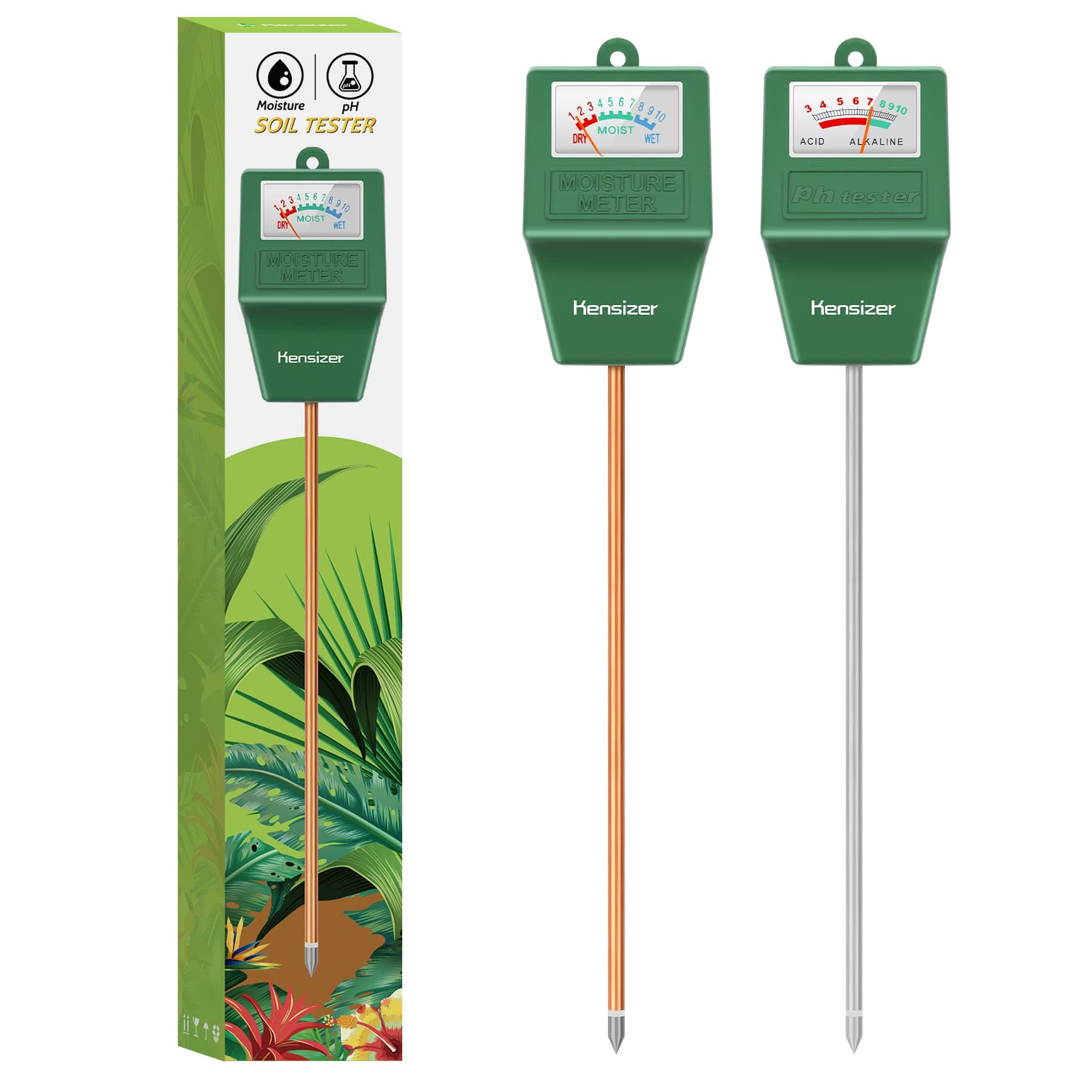 Soil Tester, Soil Moisture/pH Meter, Gardening Farm Lawn Test Kit Tool, Digital Plant Probe, Water Hydrometer for Indoor Outdoor, No Battery Required