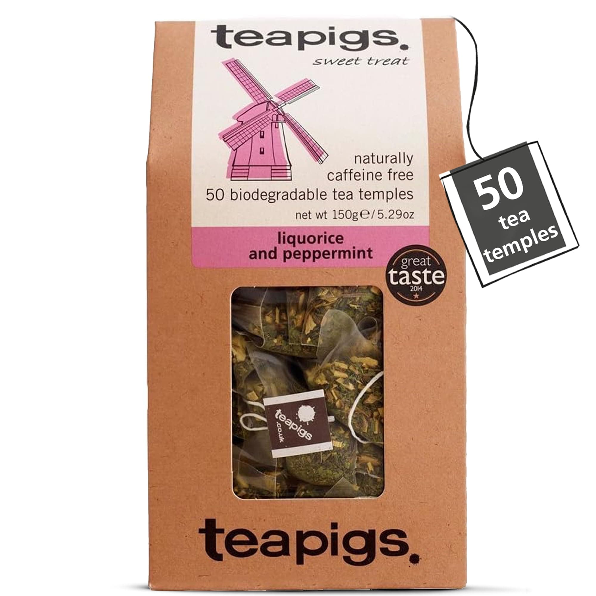 Teapigs Liquorice and Peppermint Tea Made With Whole Flowers (1 Pack of 50 Te...