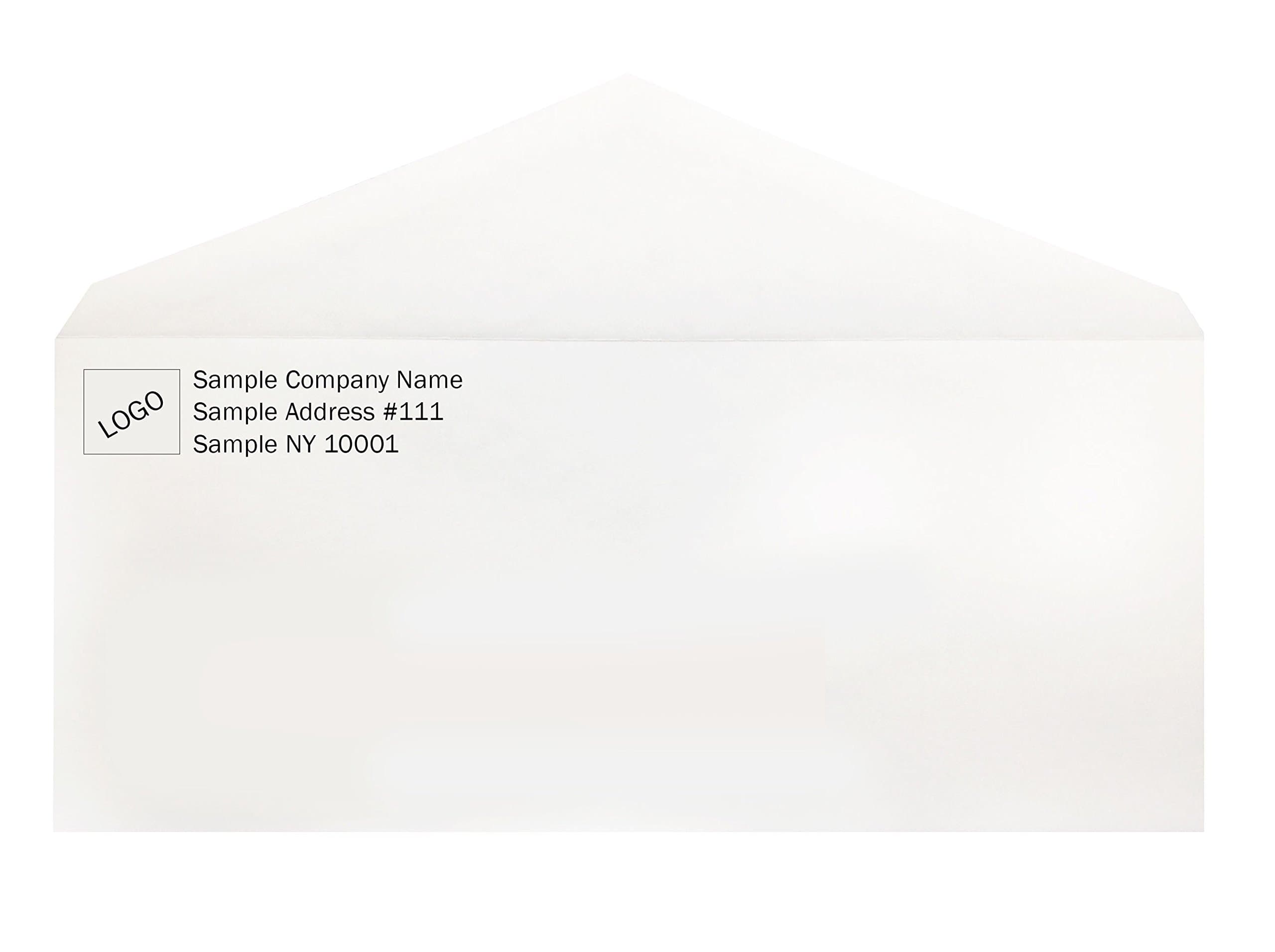 Business Envelopes Custom Printed Envelopes – 100 Count Supply of Standard #10 Envelopes with Gummed Seal & Free Personalization for Home, Office, Business & More – 4 1/8 x 9 ½ Inch – White
