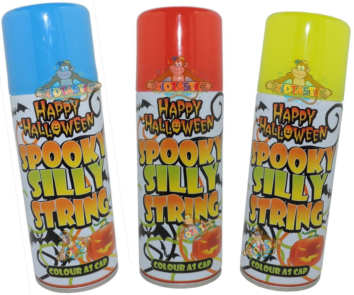 3 CANS OF SILLY STRING - Crazy coloured silly string 3 x 200ml cans RANDOM COLOURS