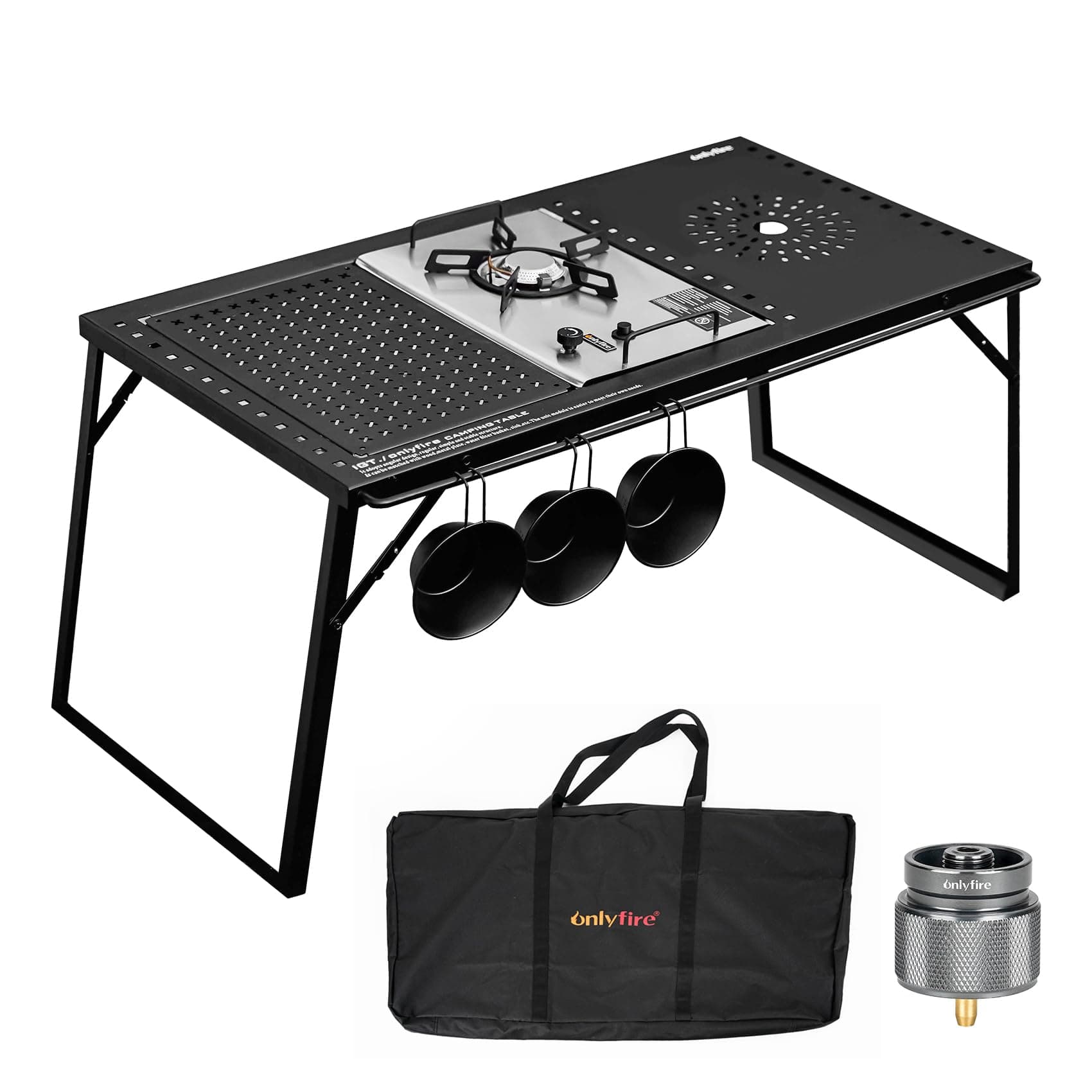 Onlyfire IGT Camping Table Kit with Propane Gas Stove and Carrying Case, Portable Folding Camp Table, IGT Unit Combination Combo for Picnic, RV, Car Trip, Tailgating, Patio, Backyard, GS337