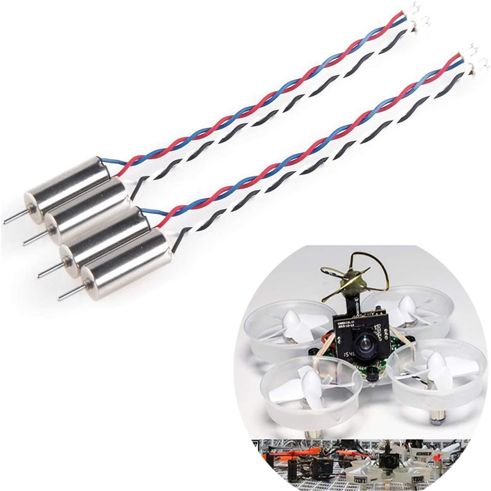 4pcs 6x15mm Motor (Speed: Insane) 19000KV for Blade Inductrix Tiny Whoop Micro JST 1.25 Plug with Rubber Rings