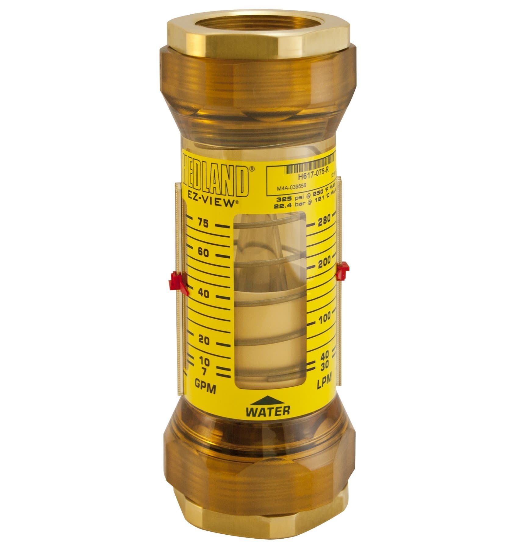 H624-010-R EZ-View Flowmeter, Polyphenylsulfone, For Use With Water, 1 - 10 gpm Flow Range, 1/2" NPT Female