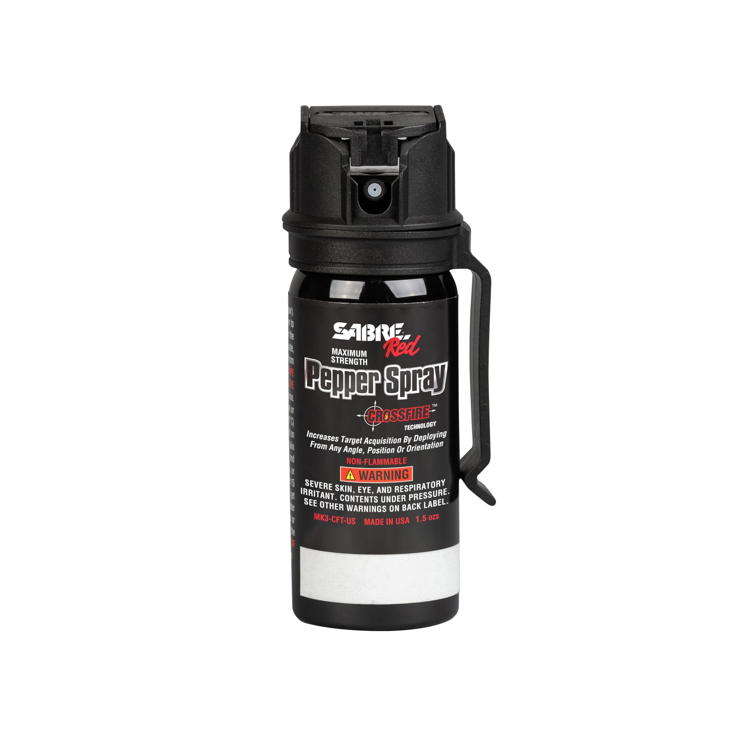 SABRE Crossfire Pepper Gel, Deploys At Any Angle, Maximizes Target Acquisition Against Multiple Threats, Belt Clip For Easy Carry, Fast Flip Top, Max Police Strength OC, Pepper Spray Option 1.5 fl oz
