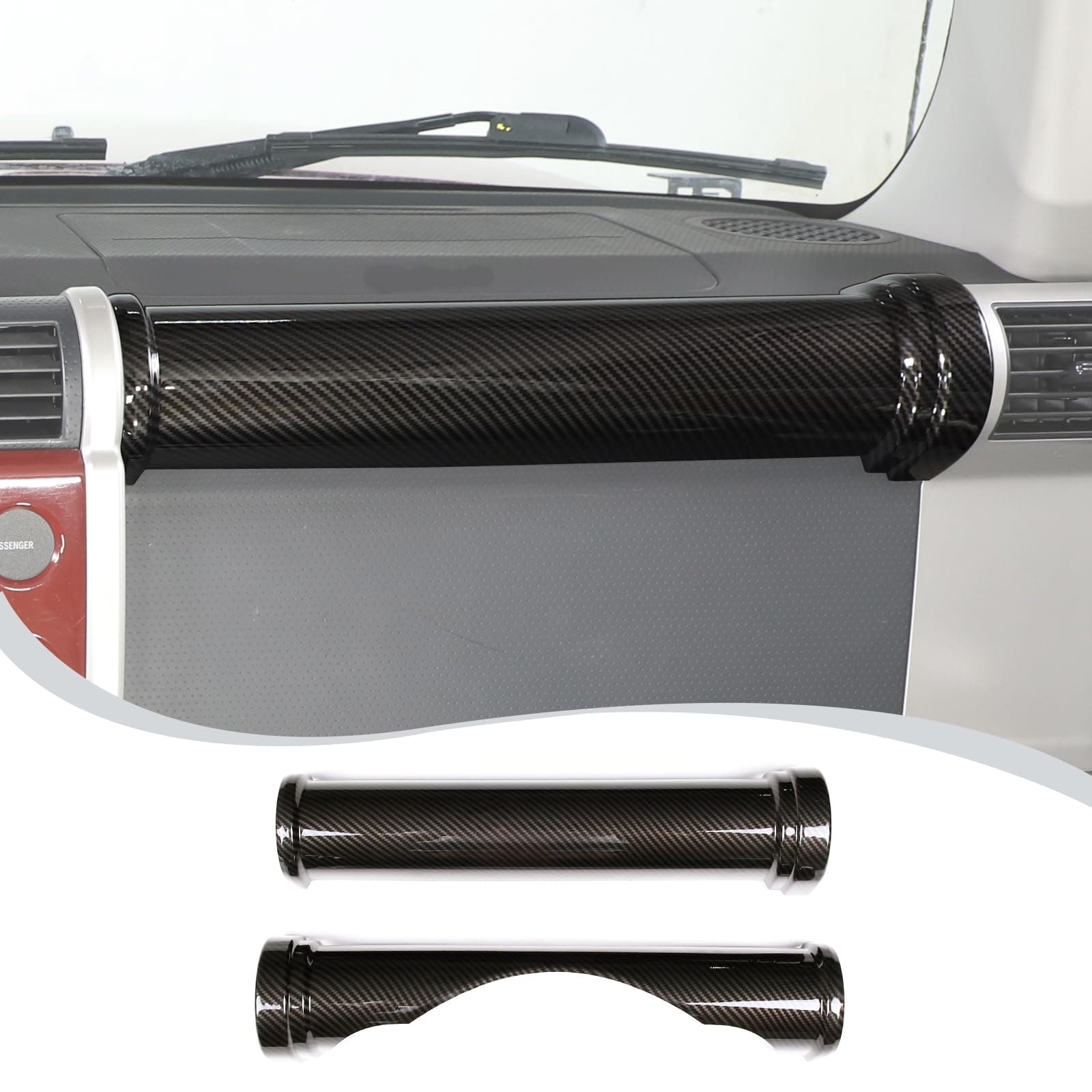 LLKUANG ABS Car Dashboard Center Console Decorative Strips Cover for Toyota FJ Cruiser (XJ10) 2007-2022 Car Interior Accessories-2pcs(Carbon Fiber Pattern)(Not Fit RHD)