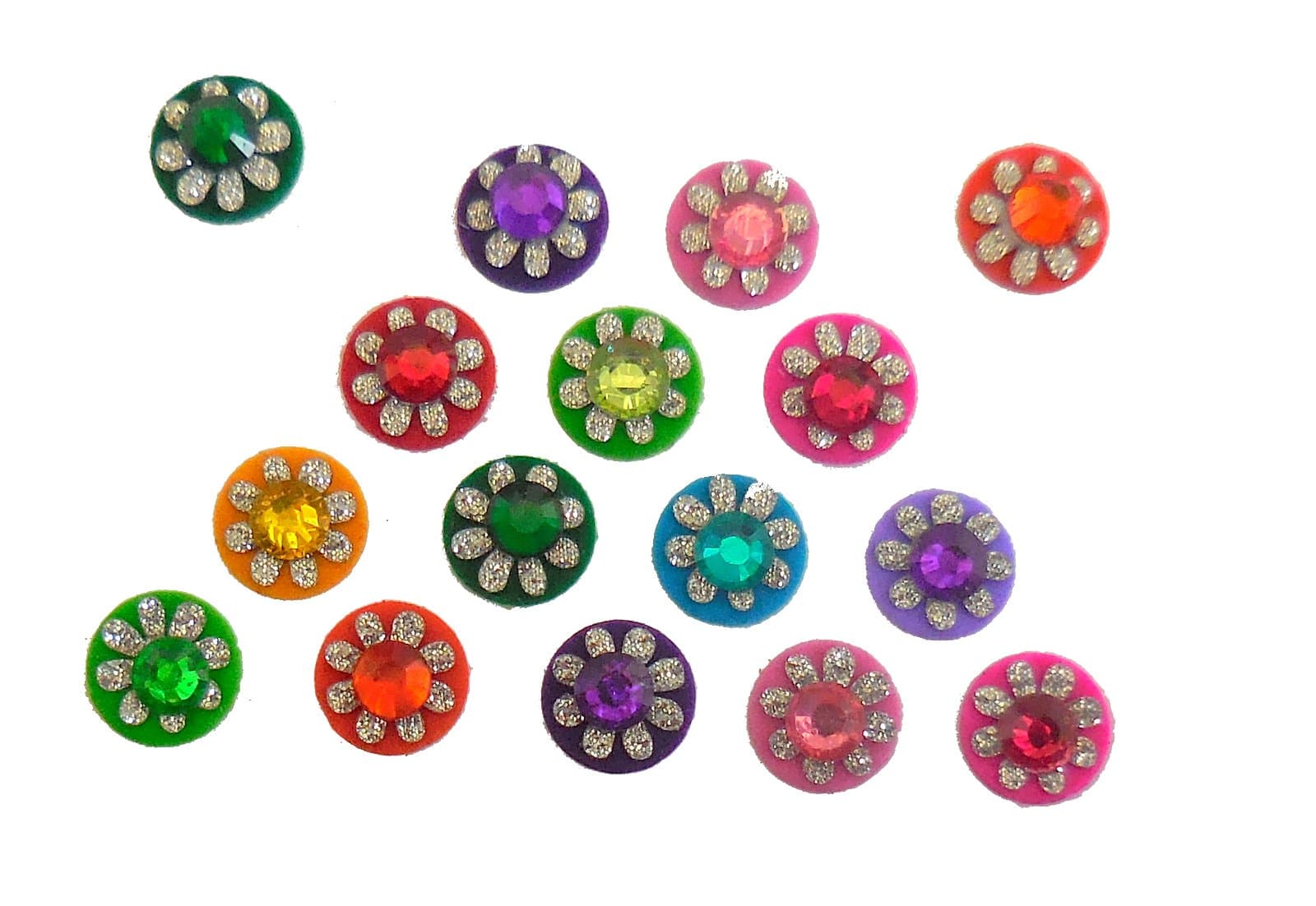 4 Packs - 64 Colorful Crystal Bindi Velvette round face jewels Tika