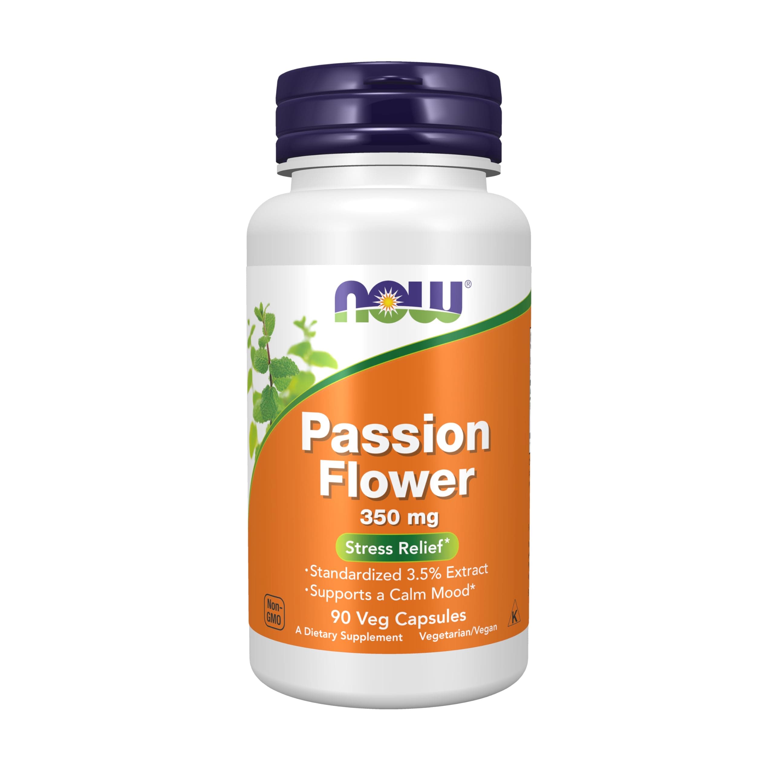 Supplements, Passion Flower (Passiflora incarnata) 350 mg, Natural Stress Relief*, 90 Veg Capsules