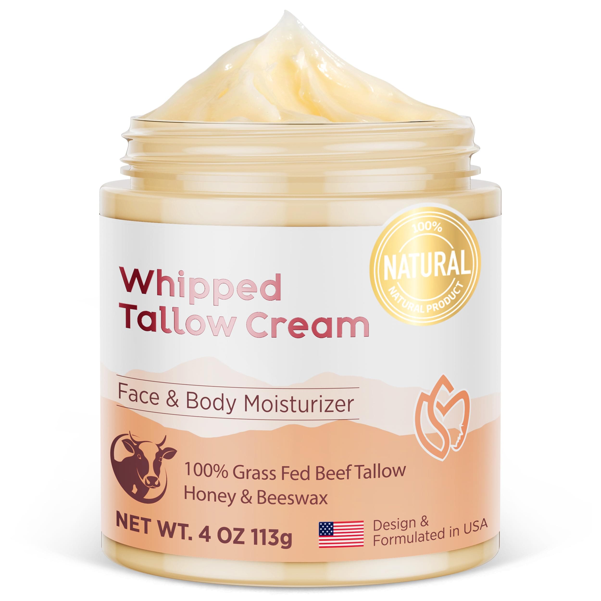 MEEYEE Beef Tallow Moisturizer for Skin: Grass fed tallow and honey balm for Smooth Nourishing face body