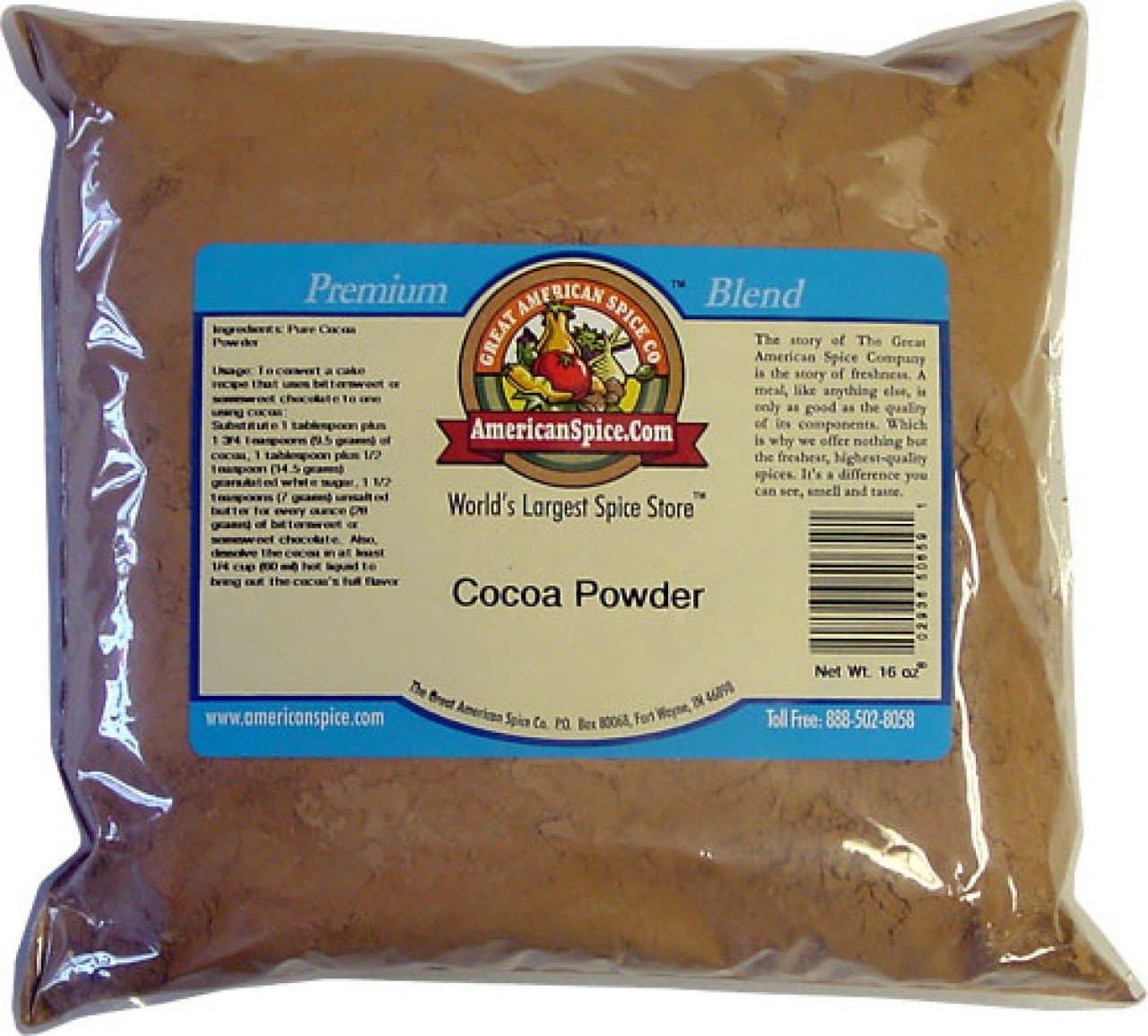Premium Dutch Processed Cocoa Powder, Bulk, 16 oz