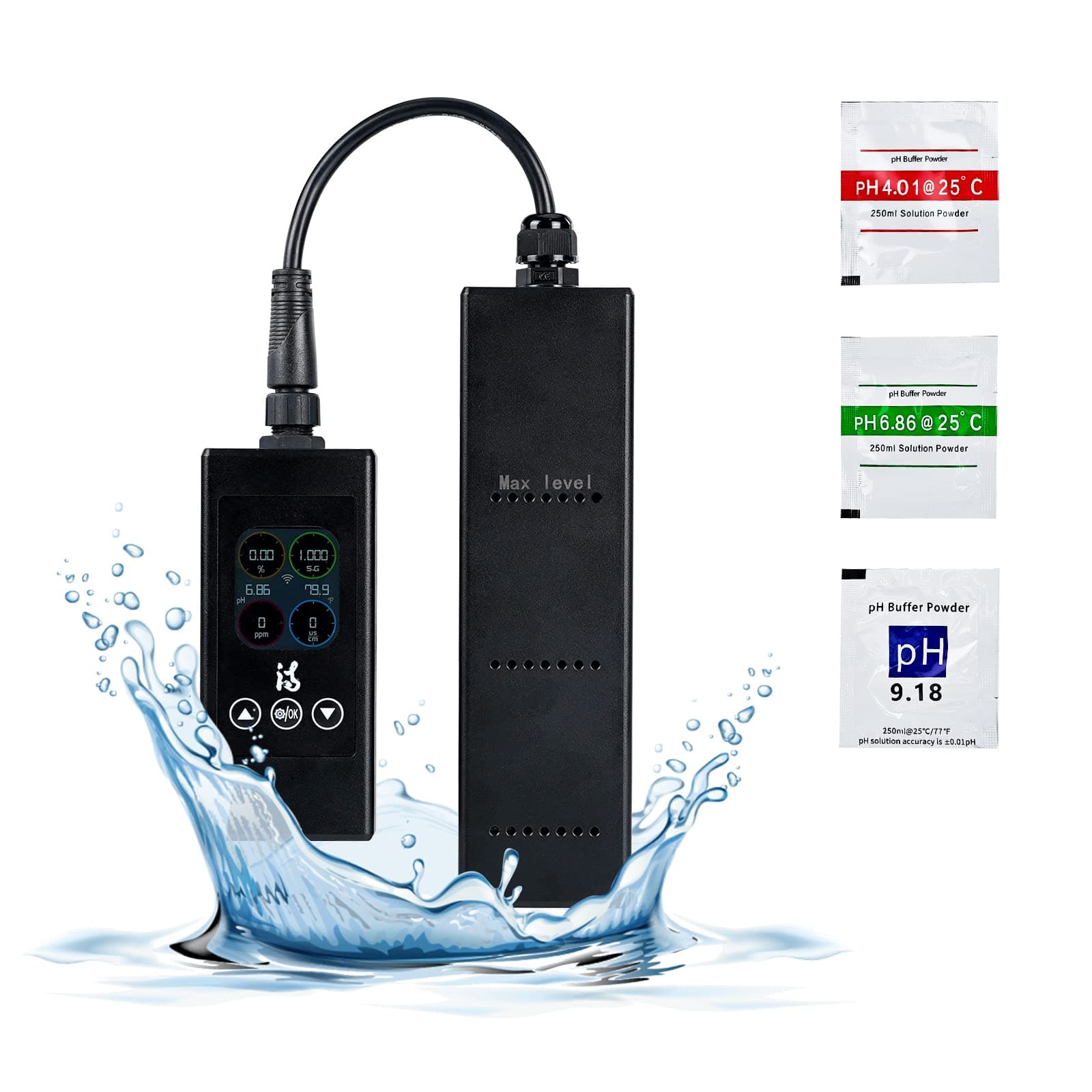 Test Kit for Aquarium Water, Fish Tank Water Quality Tester 6 in 1 PH Meter, TDS/EC/Salinity/SG/Temp/PH Data Display on One Display for Fish Tank, Aquarium, Hydroponics