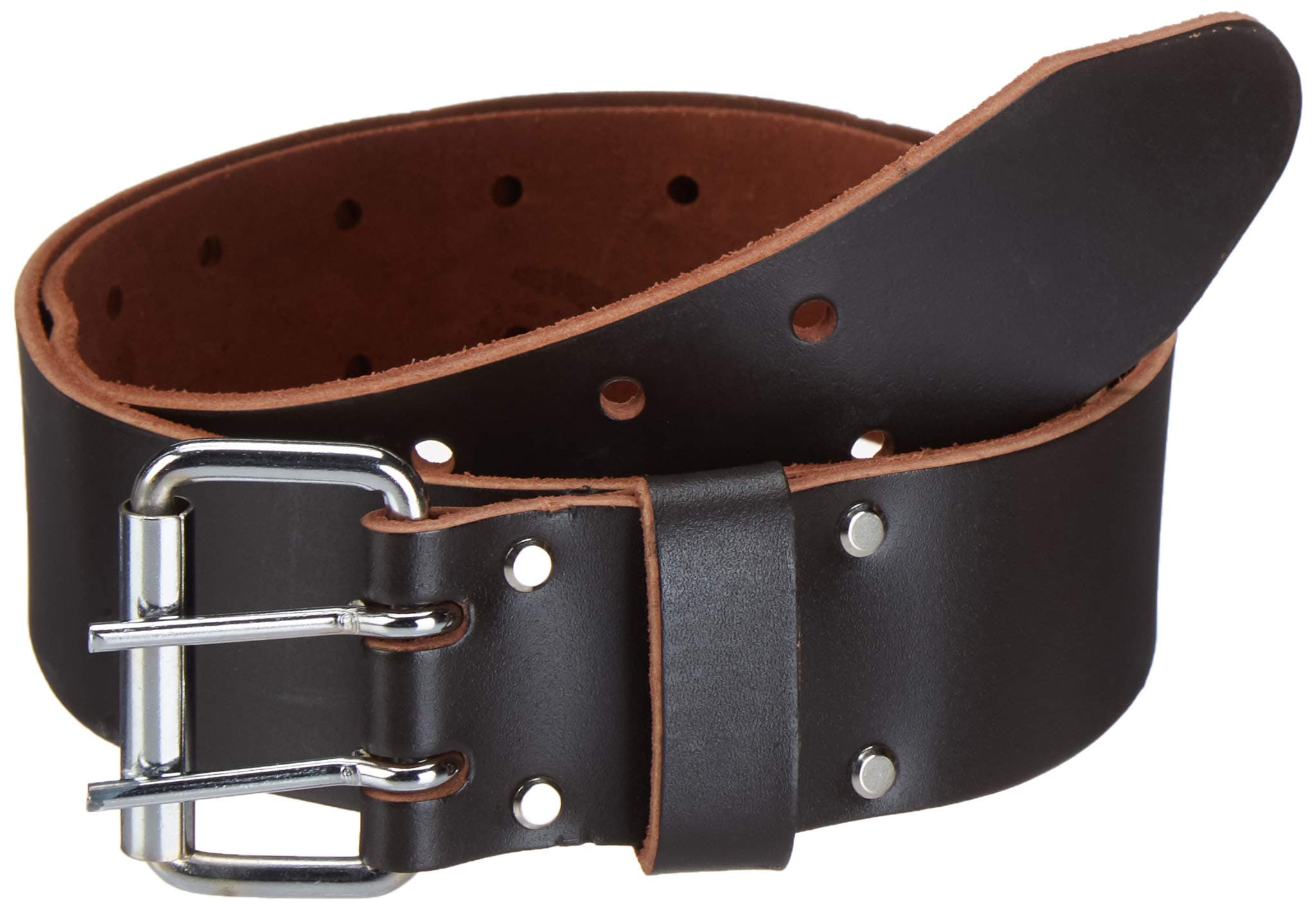 2" Leather Tool Belt – Heavy Duty Genuine Top-Grain Leather Work Belt with Double Prong Buckle, Adjustable 30"-46" Waist, Carpenter & Electrician Construction Belt