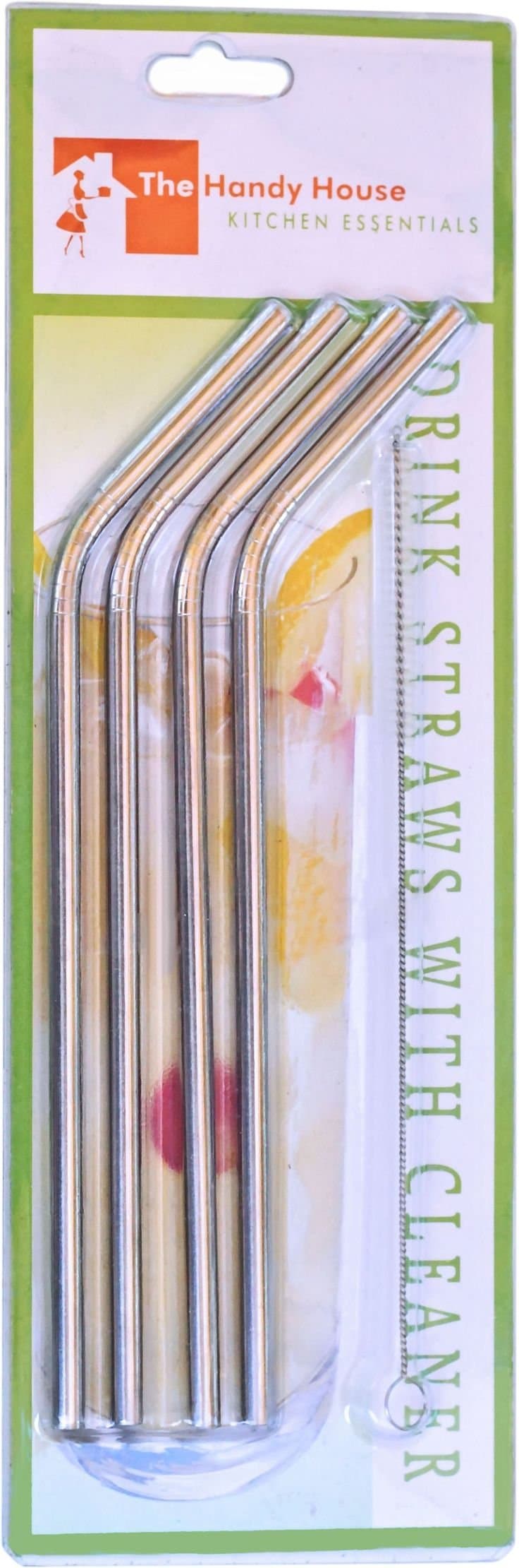 The Handy House Stainless Steel Drinking Straws with Cleaner- Set of 8