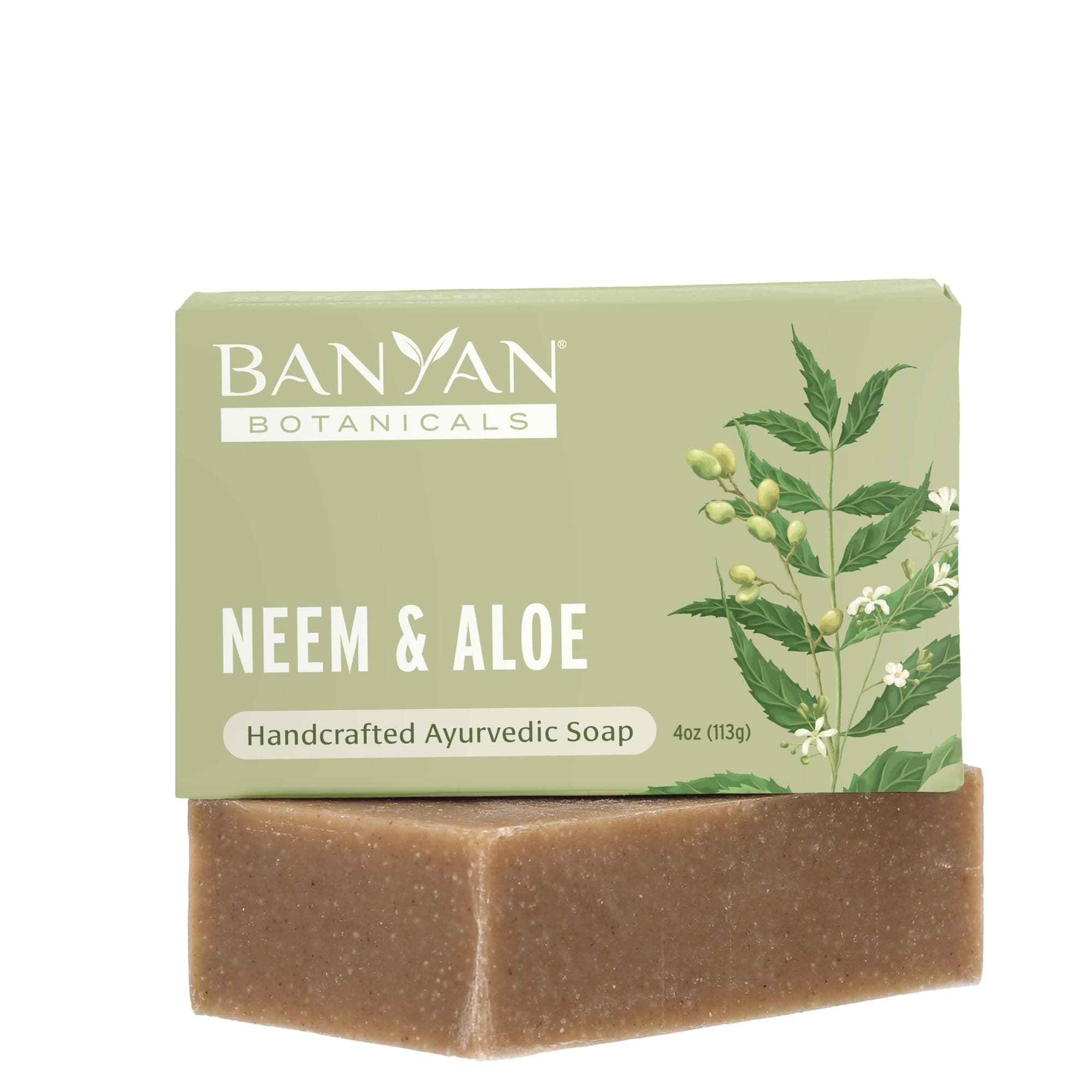 Neem & Aloe Soap – Calming and Soothing Soap for Sensitive Skin – With Organic Neem Leaf, Aloe Vera, and Vetiver Essential Oil – 4 oz Bar – Free of Sulfates, Phthalates & Parabens