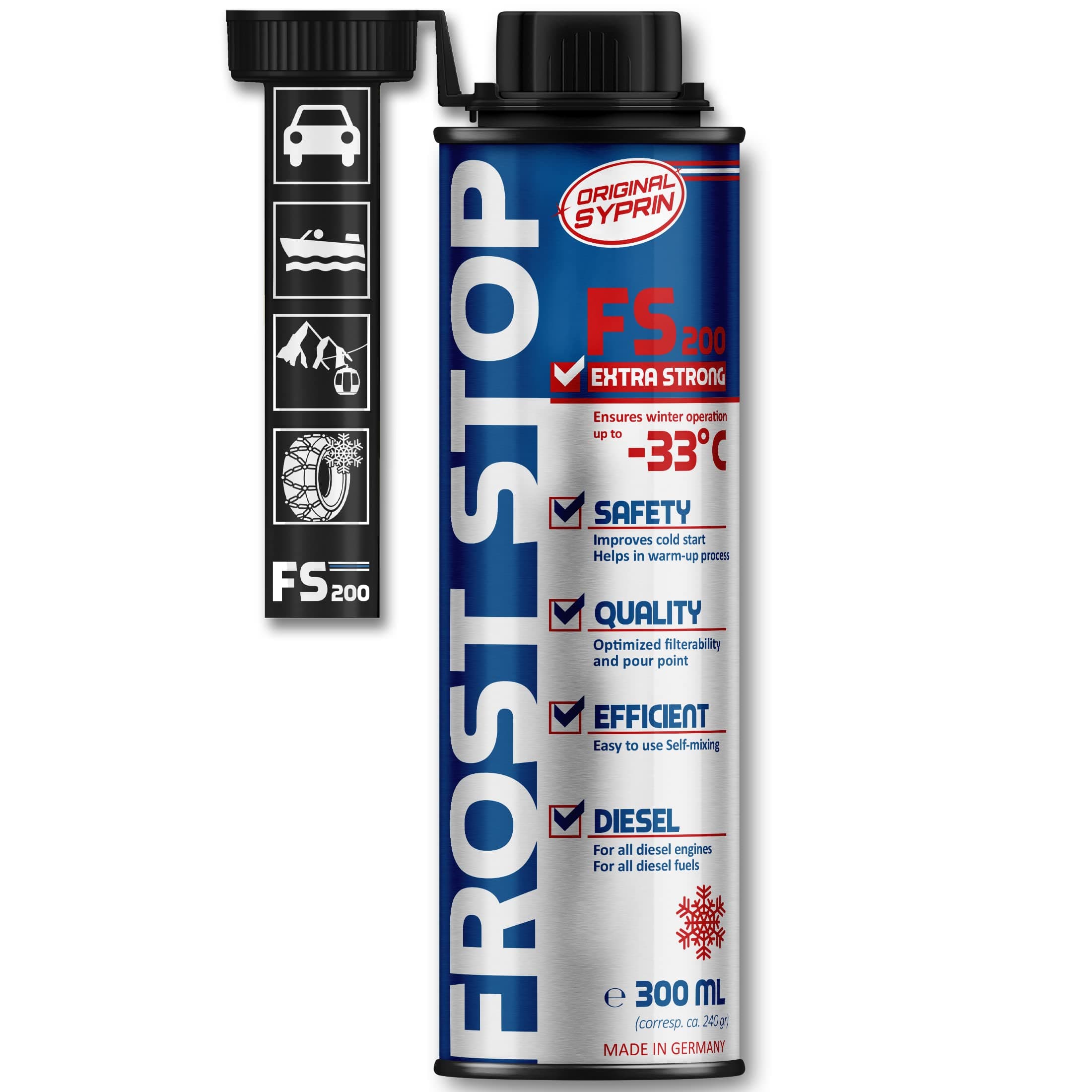 SYPRIN Diesel Fuel Additive for Winter – Frost Stop Additives for Diesel Fuel - Flow Improver I Anti-Frost and Protection for Winter Operation 300ml