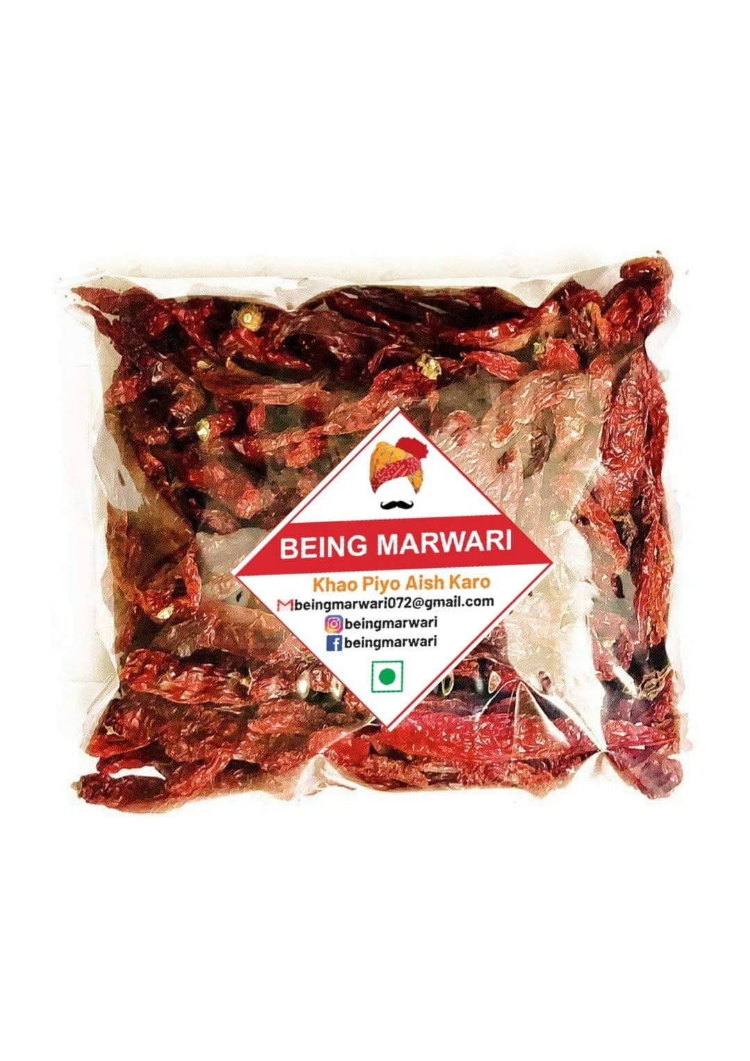 Being Marwari Mathania Red Chilli (Lal Mirch Sabut) Stemless - 100g