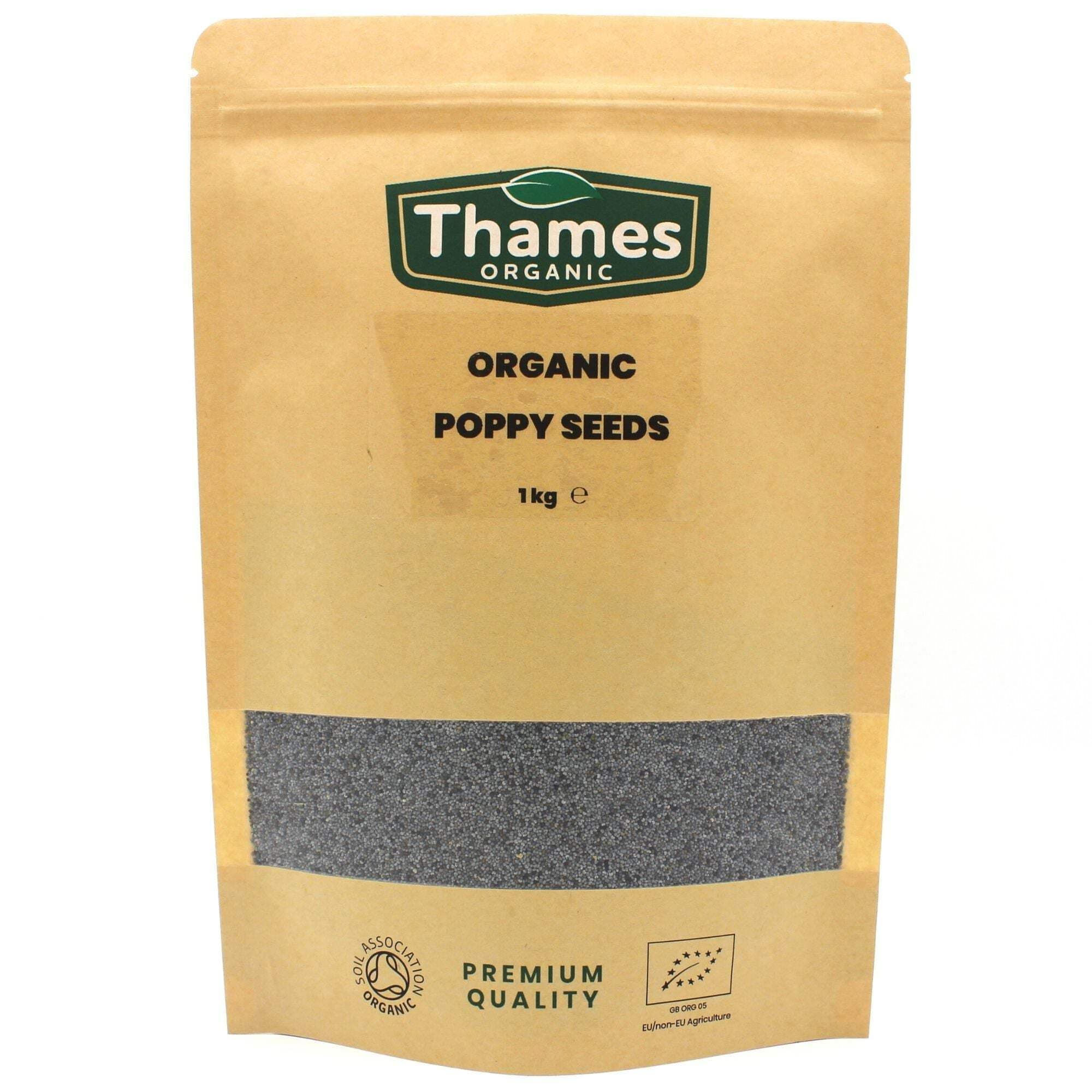 Organic Poppy Seeds - Nutritious & Flavorful Seeds - No Additives, No Preservatives - Raw, Vegan, Non-GMO - Great for Baking, Cooking, and Sprinkling - Thames Organic 1 kgSoil AssociationSoil AssociationSoil Association
