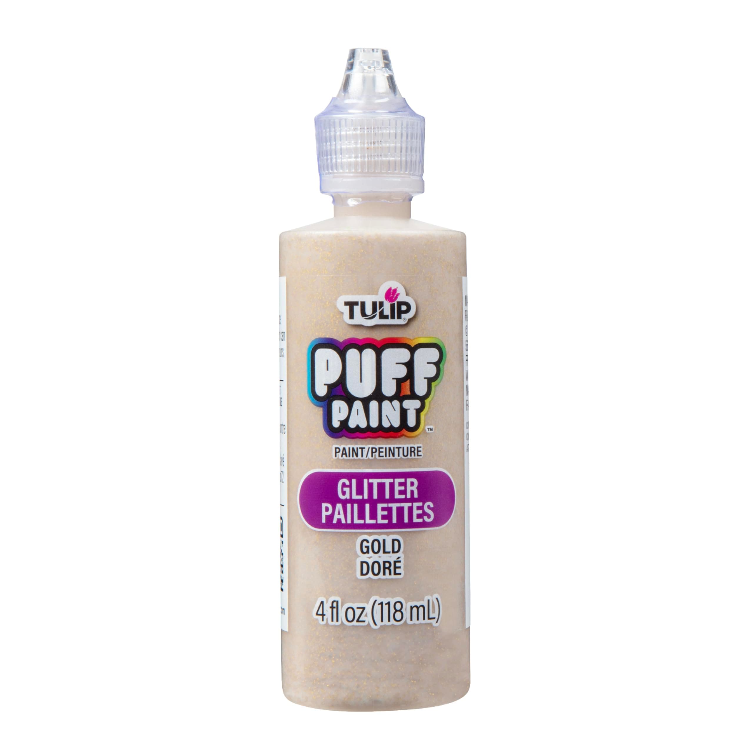 Tulip Puff Fabric Paint, Acrylic Craft Paint, 4 fl oz, Glitter Gold, for Clothes, DIY Projects, Non-Toxic