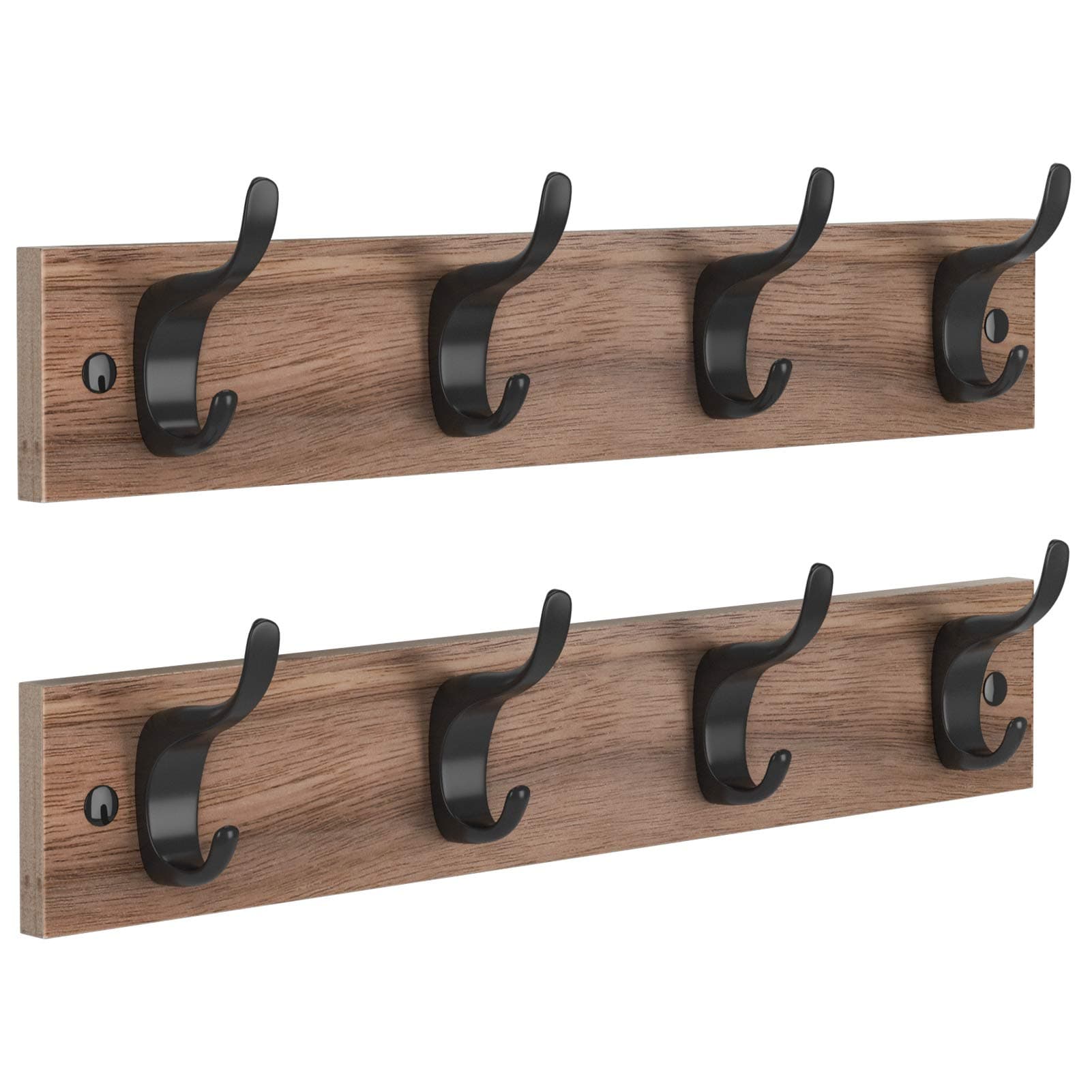 AMADA HOMEFURNISHING Coat Rack Wall Mount 2 Packs, Entryway Coat Hat Hanger with 4 Wall Hooks for Wall Organized and Storage in Living Room, Bedroom Wooden AMCR03