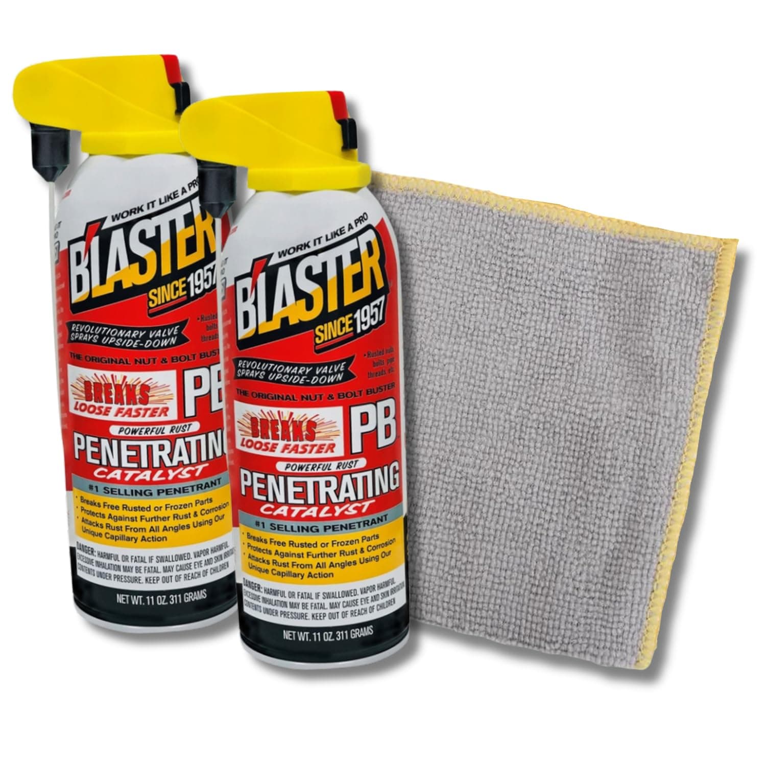 GROVE 2 Pb Blaster + Microfiber Cloth - Penetrating Oil - Pb Blaster Penetrating Oil Spray - Blaster Garage Door Lubricant | Penetrating Oil for Rusted Bolts Free All Penetrating Oil Spray - 11oz