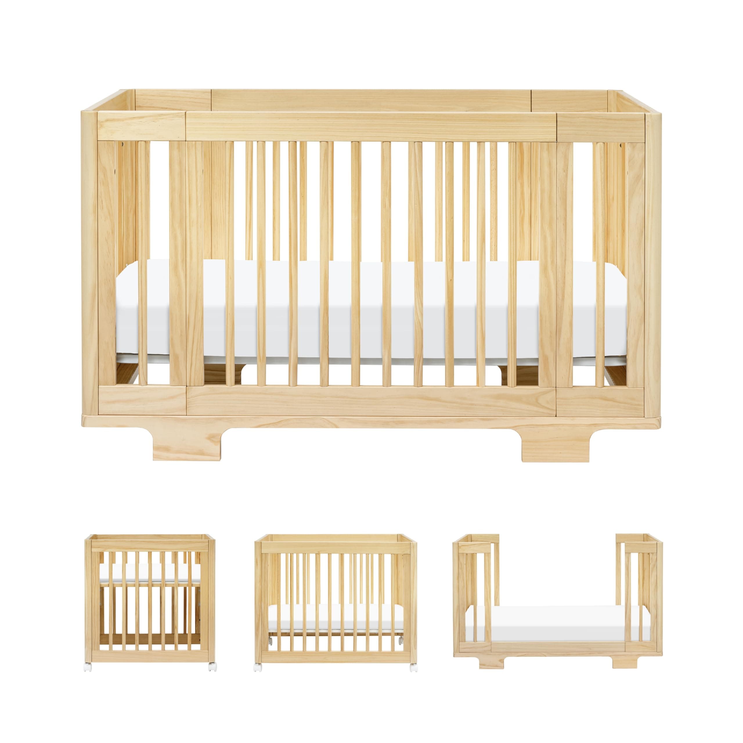 Yuzu 8-in-1 Convertible All-Stages Crib - Conversion Kits for Bassinet, Midi Baby Crib to Toddler Bed, Daybed, Standard Crib & Baby Bed - Portable & Adjustable - GREENGUARD Gold Certified