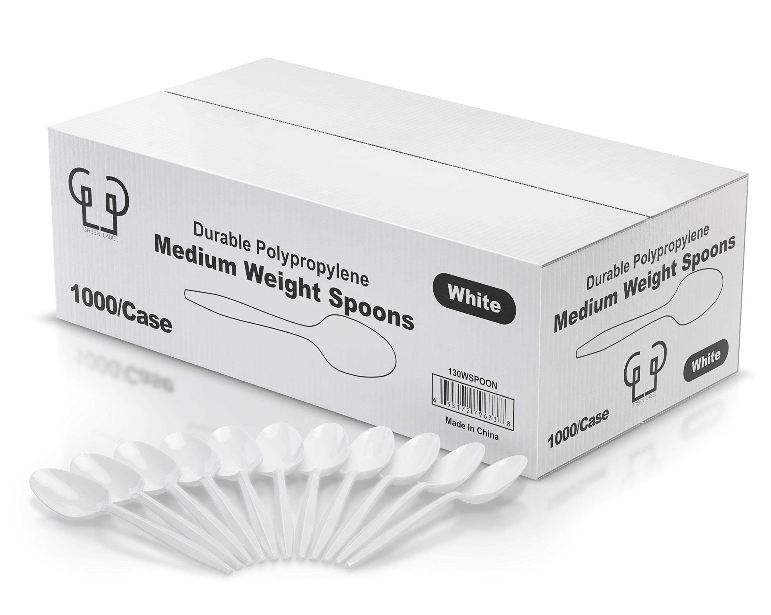Eco Friendly Plastic Table Spoons, Medium Weight 1000/Case, White, Disposable.